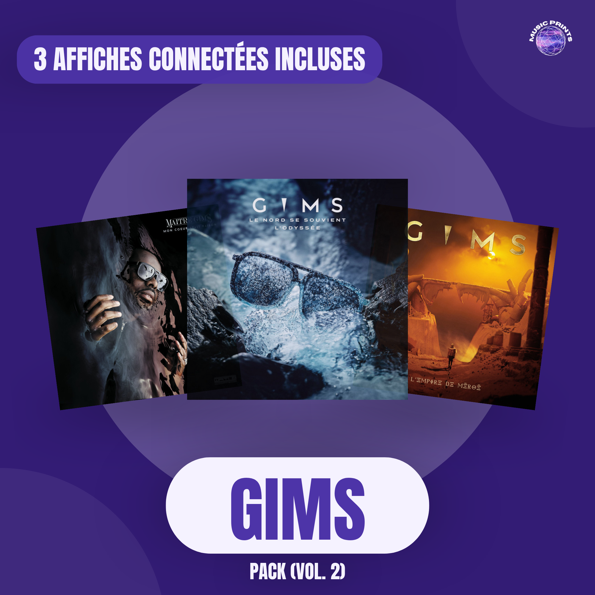 PACK Gims Vol. 2 - 3 affiches connectées Music prints poster connecté
