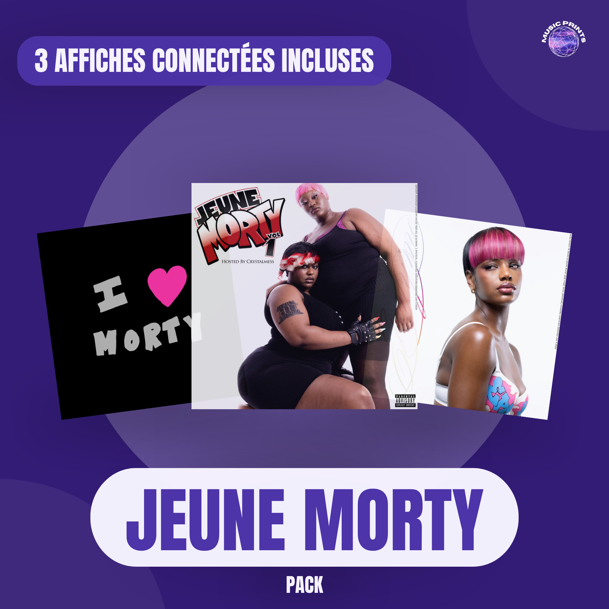 PACK Jeune Morty - 3 affiches connectées Music prints poster connecté