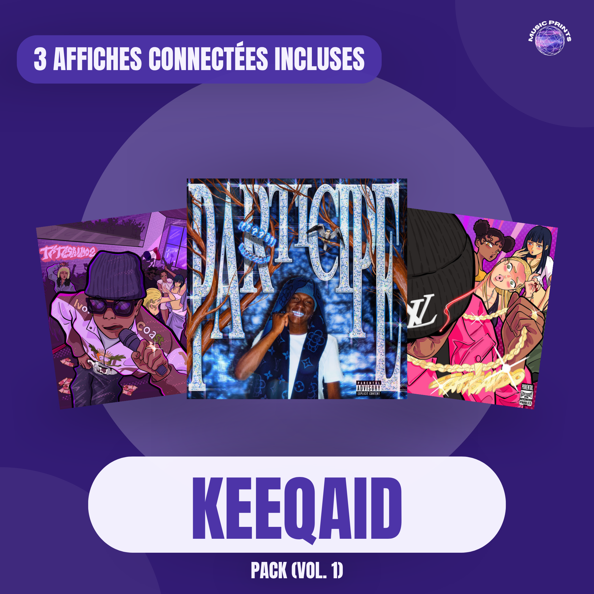 PACK Keeqaid Vol. 1 - 3 affiches connectées Music prints poster connecté