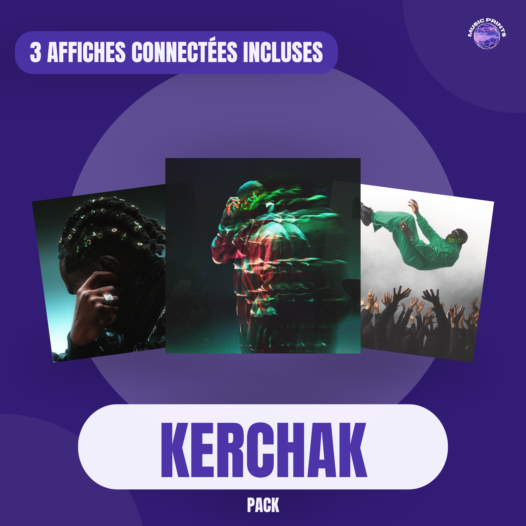 PACK Kerchak - 3 affiches connectées Music prints poster connecté