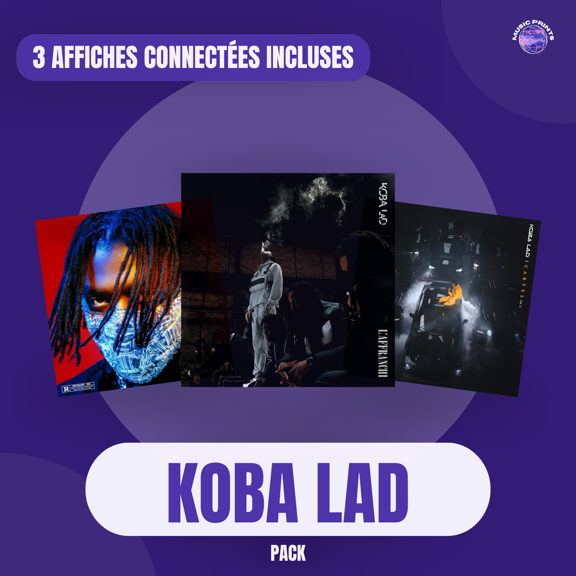 PACK Koba LaD - 3 affiches connectées Music prints poster connecté