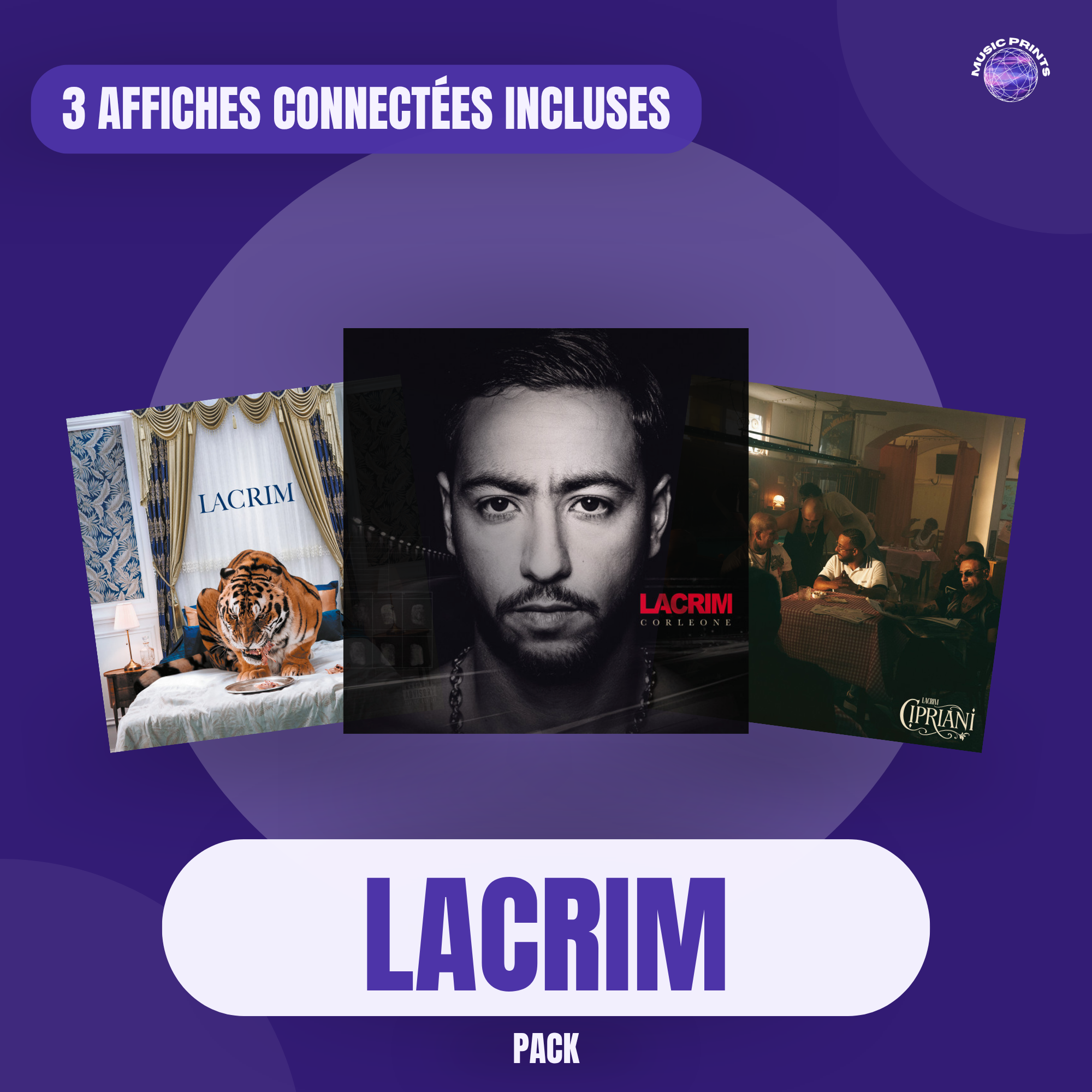 PACK Lacrim - 3 affiches connectées Music prints poster connecté