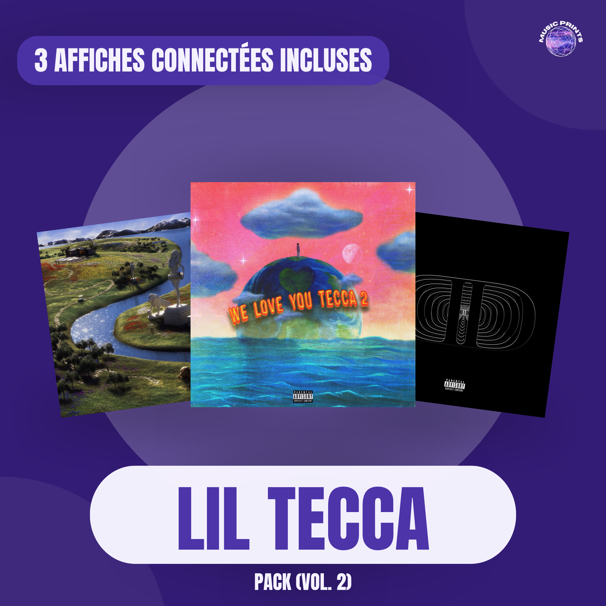 PACK Lil Tecca Vol. 2 - 3 affiches connectées Music prints poster connecté