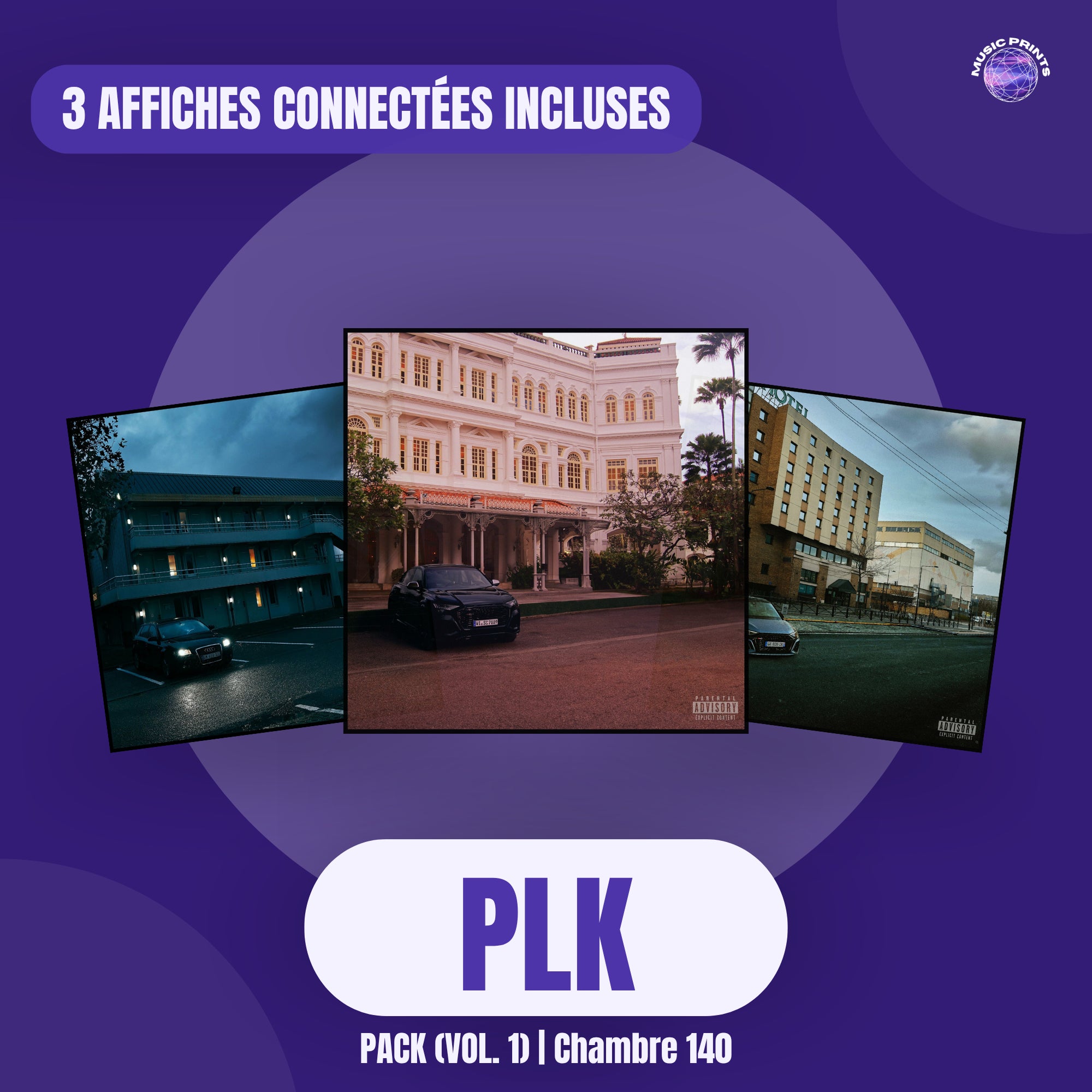 PACK PLK Vol. 1 Chambre 140 - 3 affiches connectées Music prints poster connecté