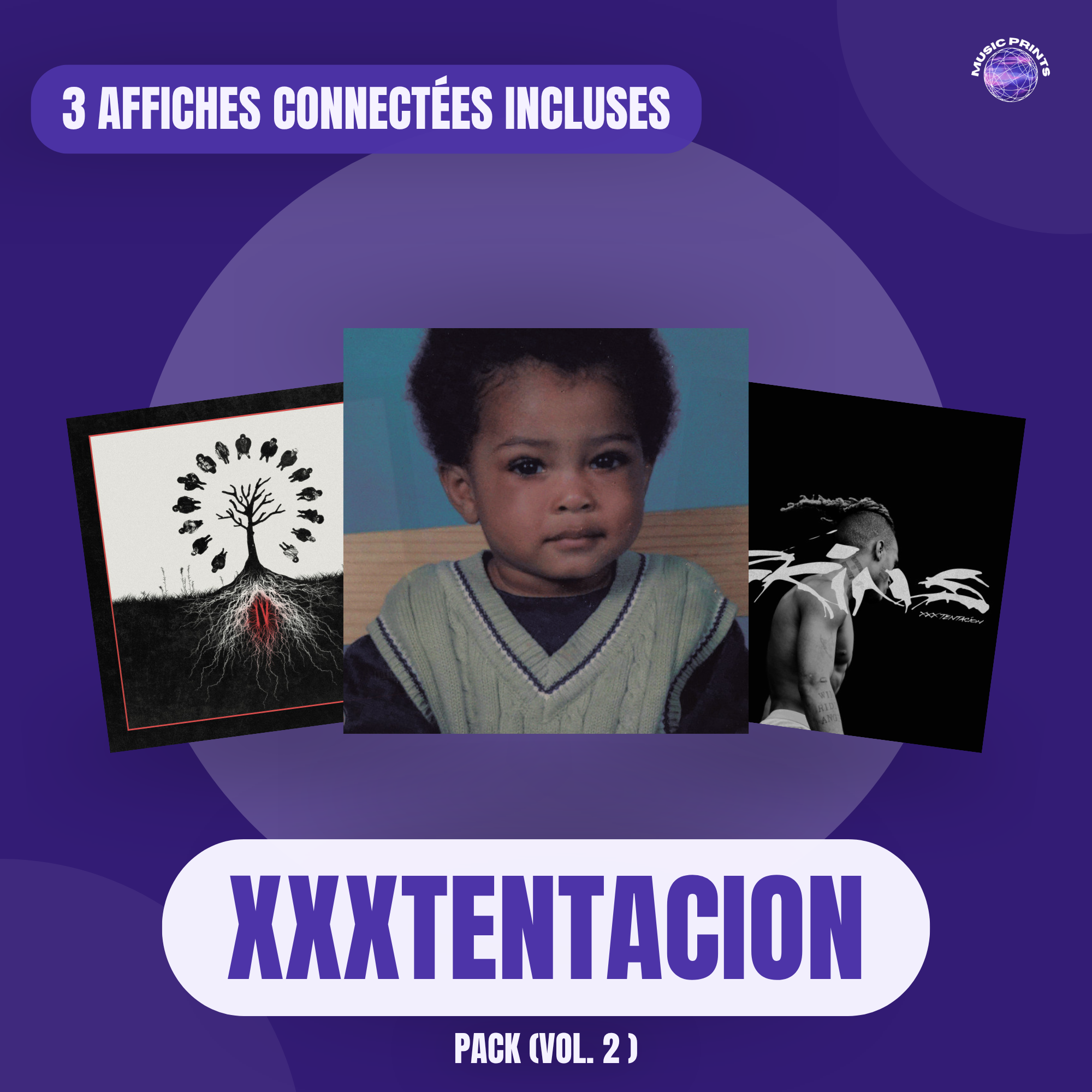 PACK XXXTENTACION Vol. 2 - 3 affiches connectées Music prints poster connecté