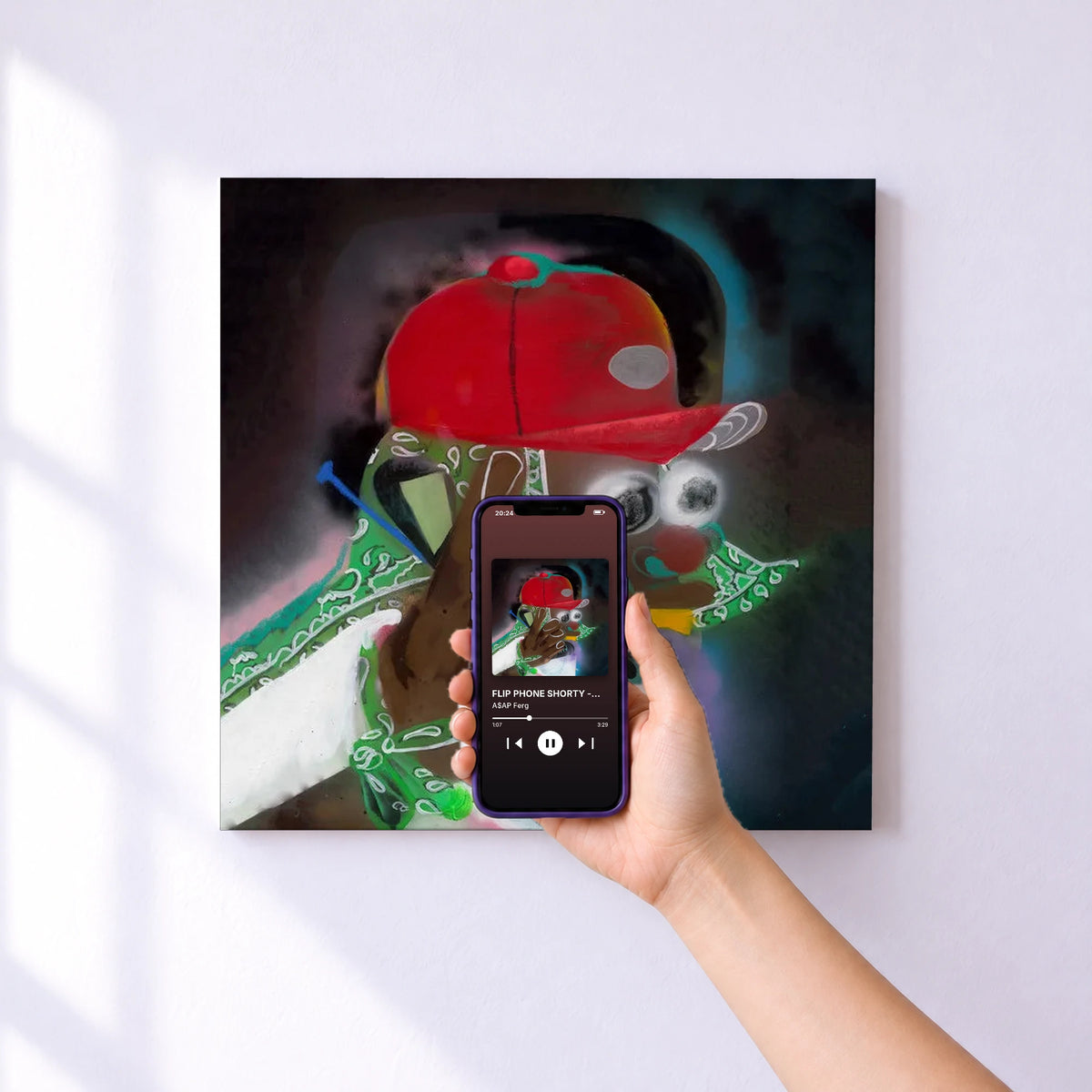 Affiche connectée FLIP PHONE SHORTY - STRICTLY FOR DA STREETZ VOL. 1 de A$AP Ferg au mur : l'album se lance en approchant le téléphone
