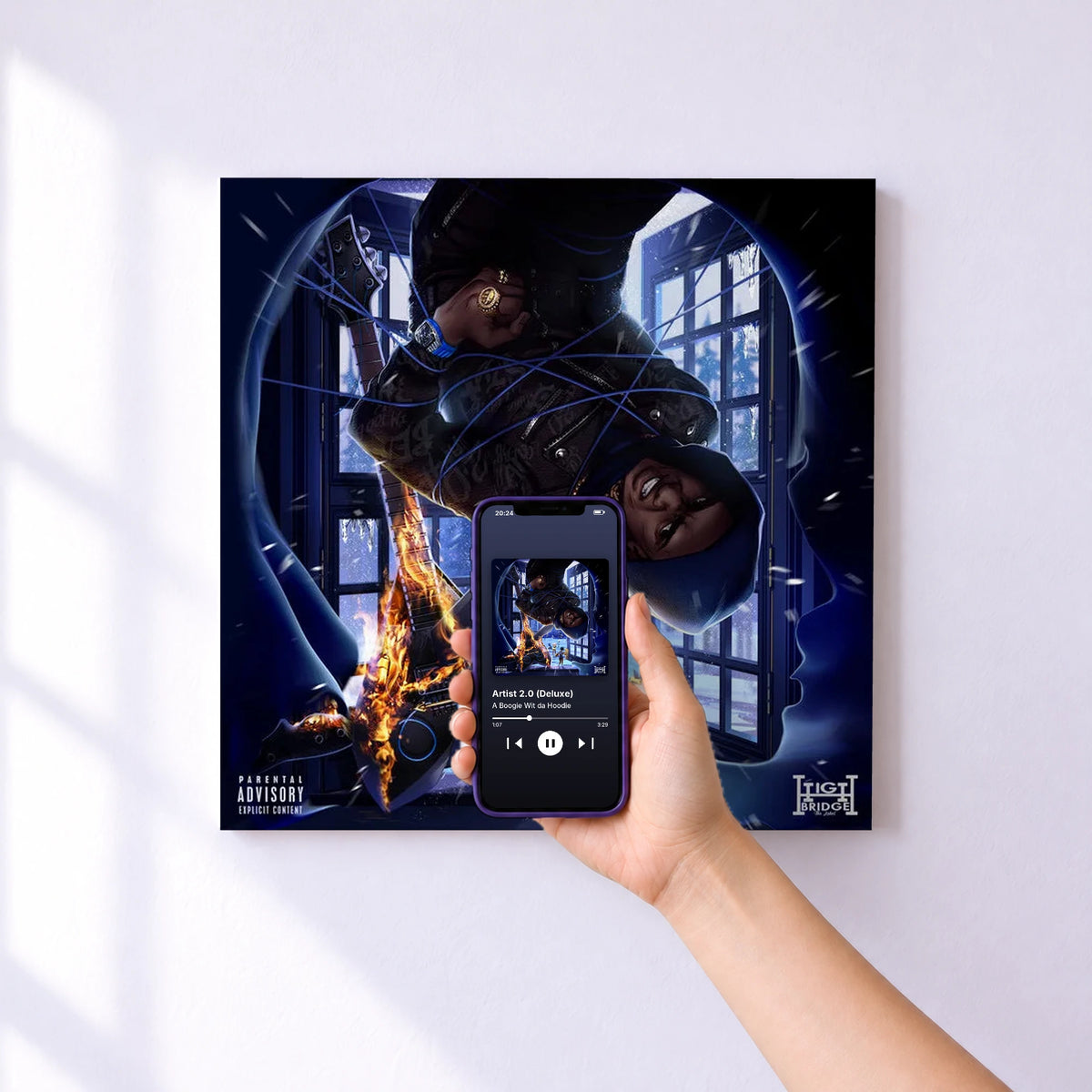 Affiche connectée Artist 2.0 (Deluxe) de A Boogie Wit da Hoodie au mur : l'album se lance en approchant le téléphone