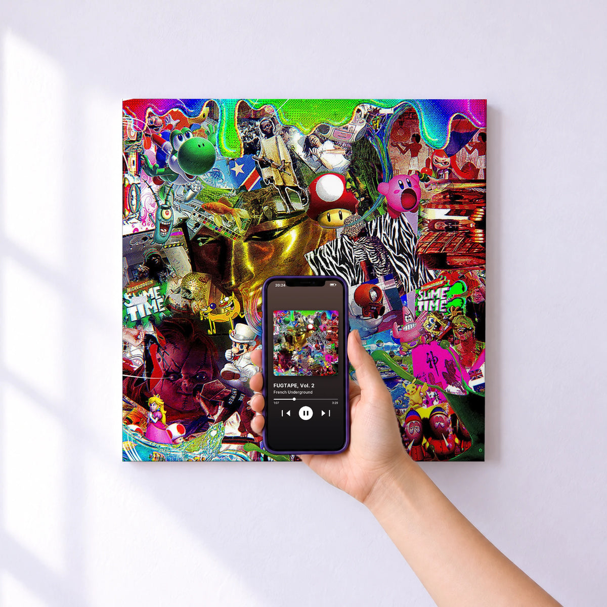 Affiche connectée FUGTAPE, Vol. 2 de French Underground au mur : l'album se lance en approchant le téléphone