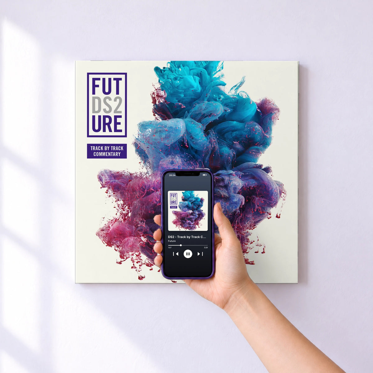 Affiche connectée DS2 - Track by Track Commentary de Future au mur : l'album se lance en approchant le téléphone