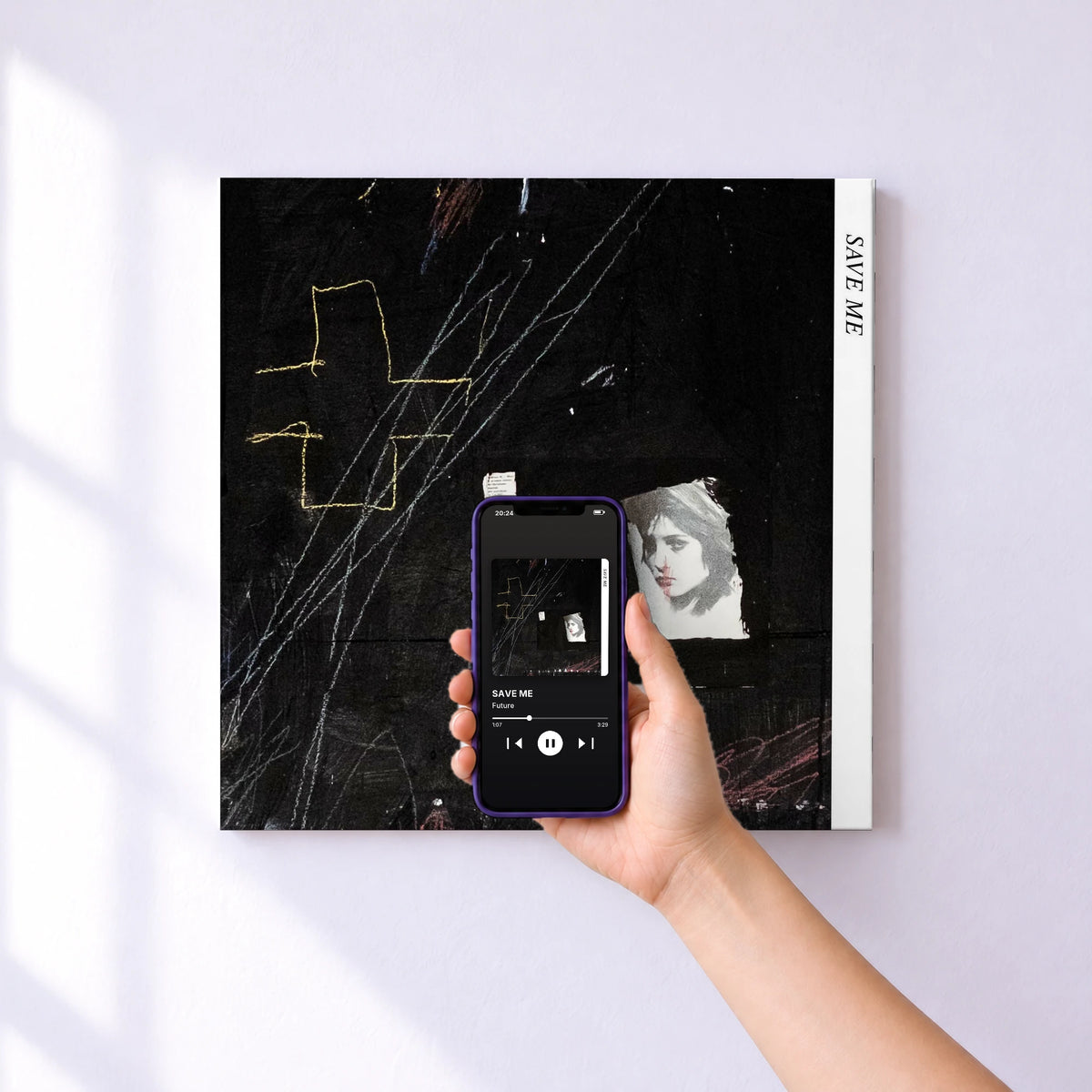 Affiche connectée SAVE ME de Future au mur : l'album se lance en approchant le téléphone