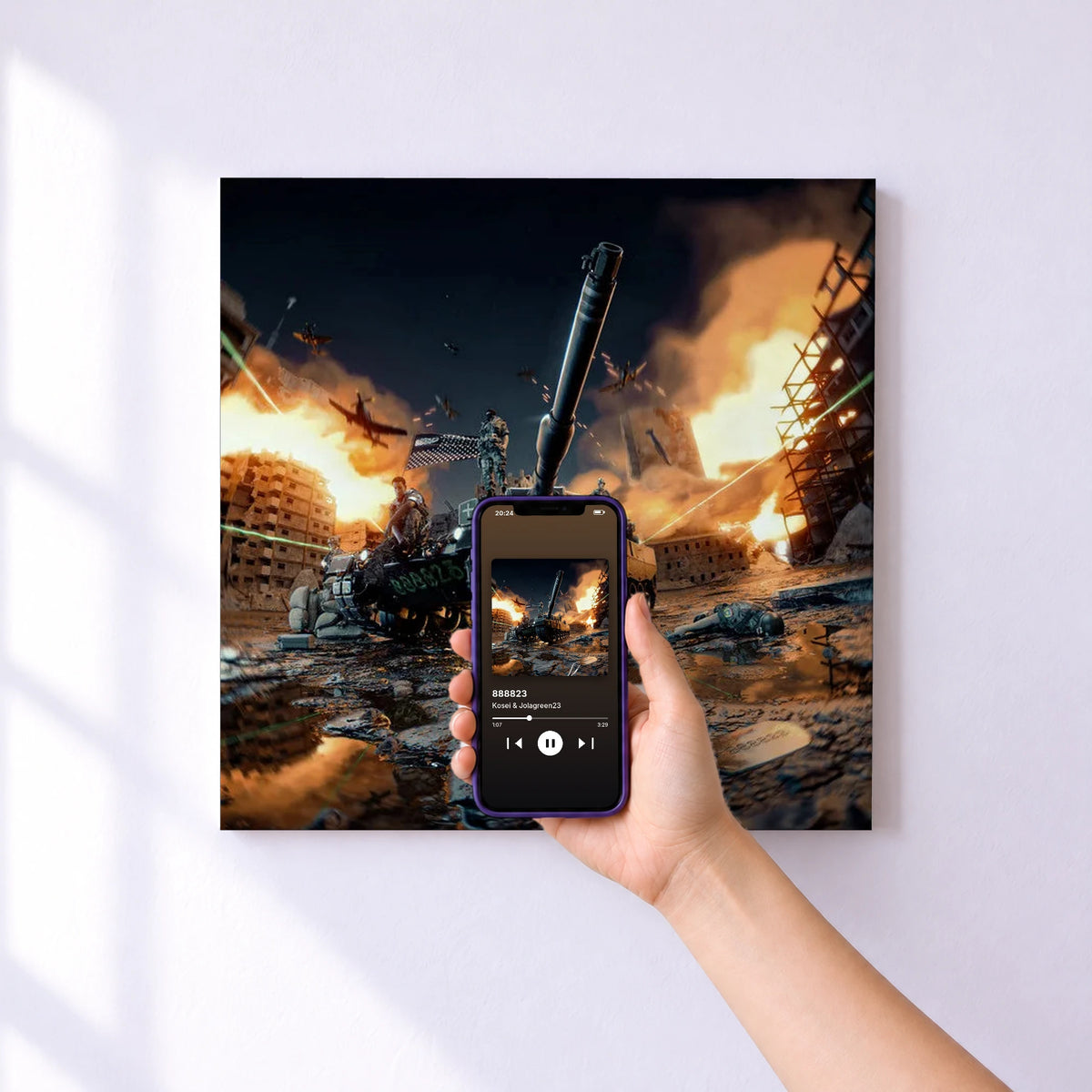 Affiche connectée 888823 de Kosei & Jolagreen23 au mur : l'album se lance en approchant le téléphone