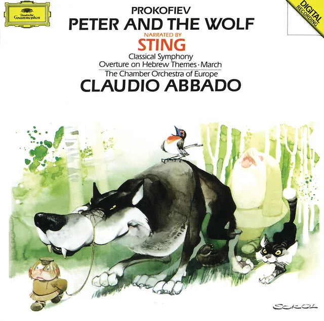 Music print | Sergei Prokofiev & Sting & Stefan Vladar & Chamber Orchestra of Europe & Claudio Abbado - Prokofiev: Peter and the Wolf; Classical Symphony Op.25; March Op.99; Overture Op.34 poster connecté
