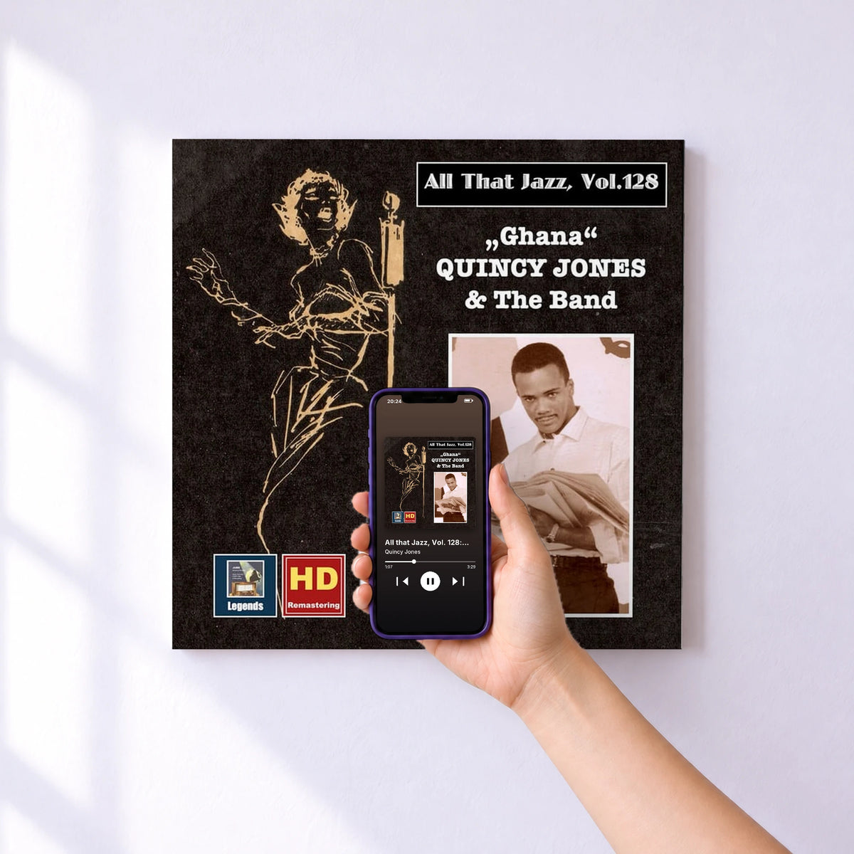 Affiche connectée All that Jazz, Vol. 128: Quincy Jones - "Ghana" (2020 Remaster) de Quincy Jones au mur : l'album se lance en approchant le téléphone
