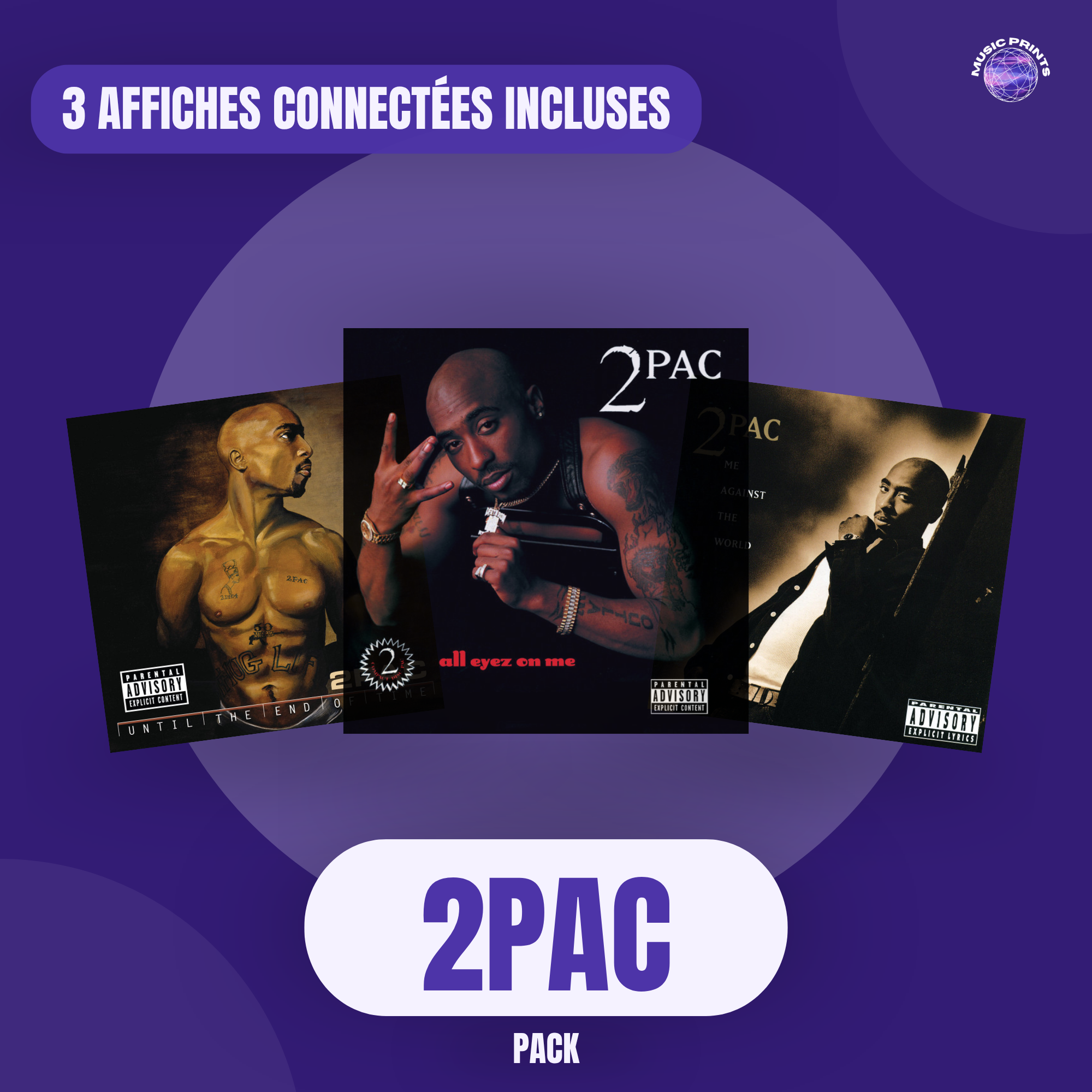 PACK 2Pac - Affiches connectées Music prints poster connecté