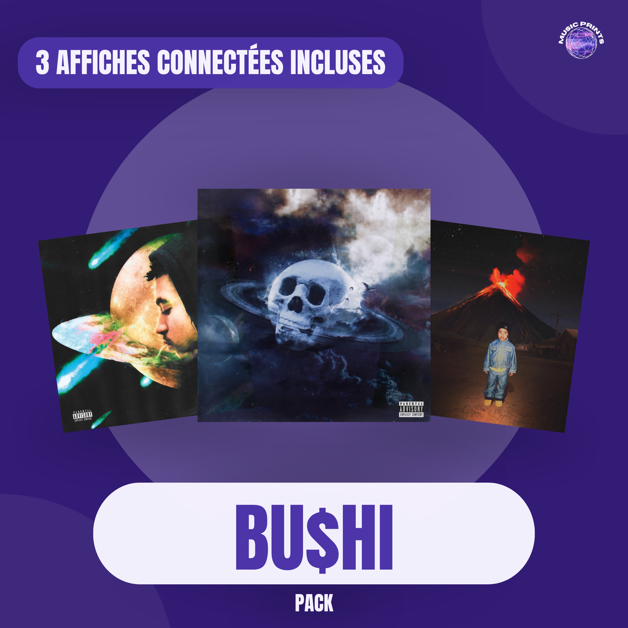 PACK BU$HI - 3 affiches connectées Music prints poster connecté