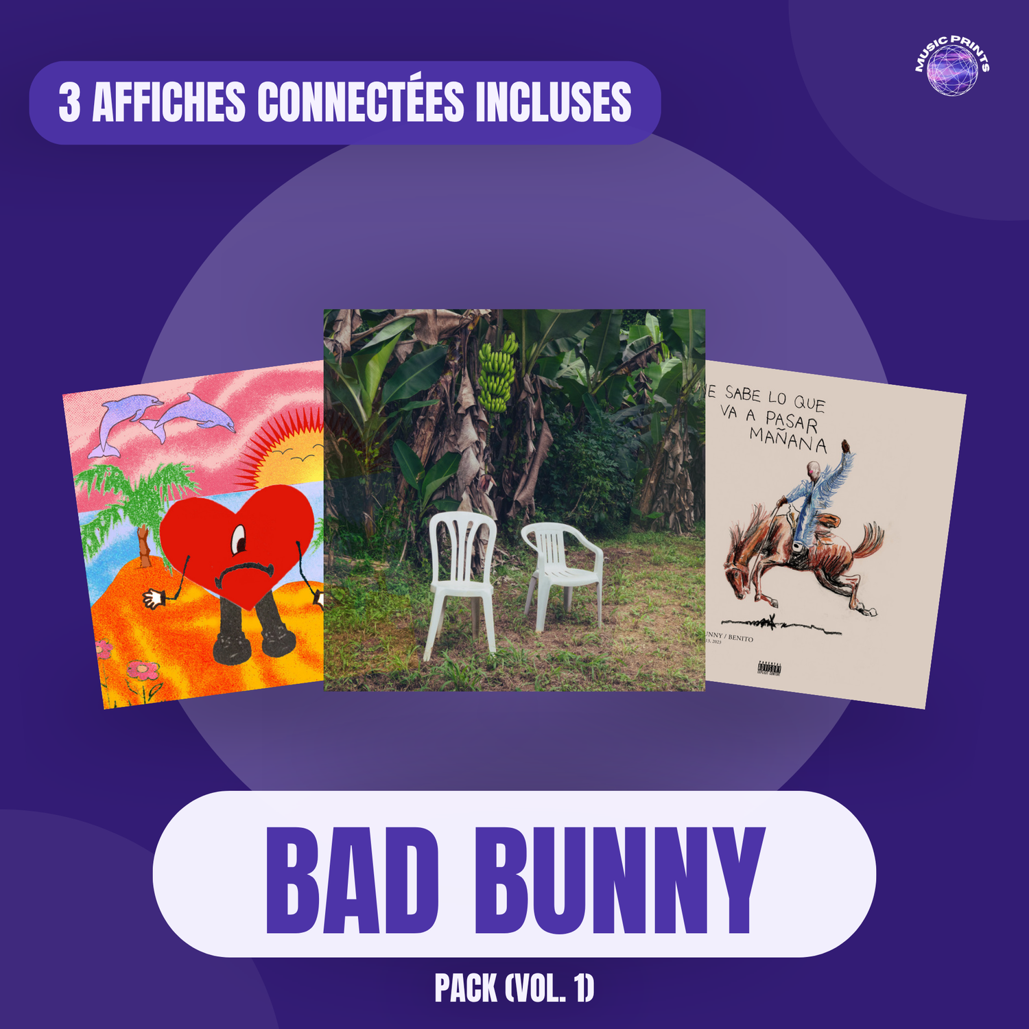 PACK Bad Bunny Vol. 1 - Affiches connectées Music prints poster connecté