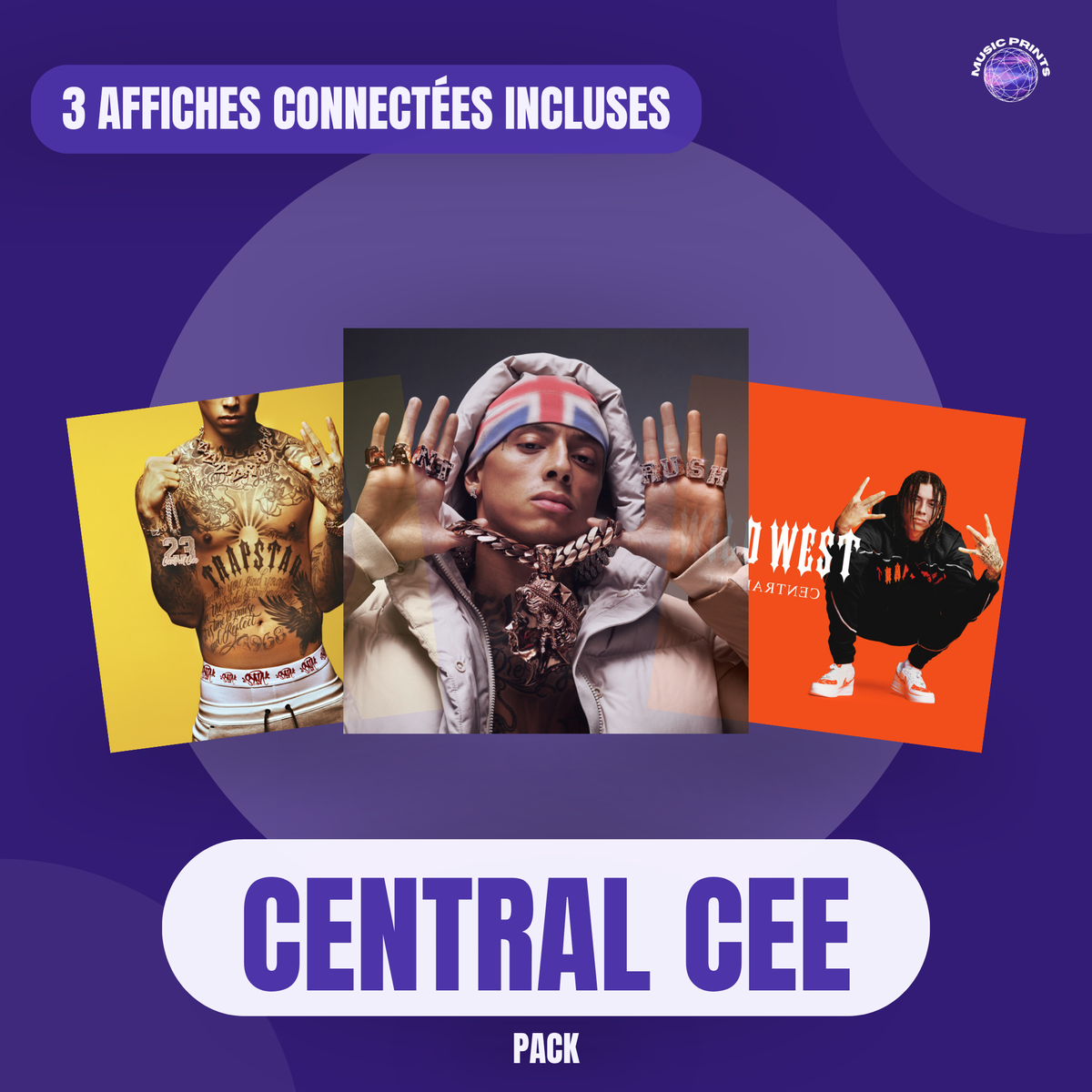 PACK Central Cee - Affiches connectées Music prints poster connecté