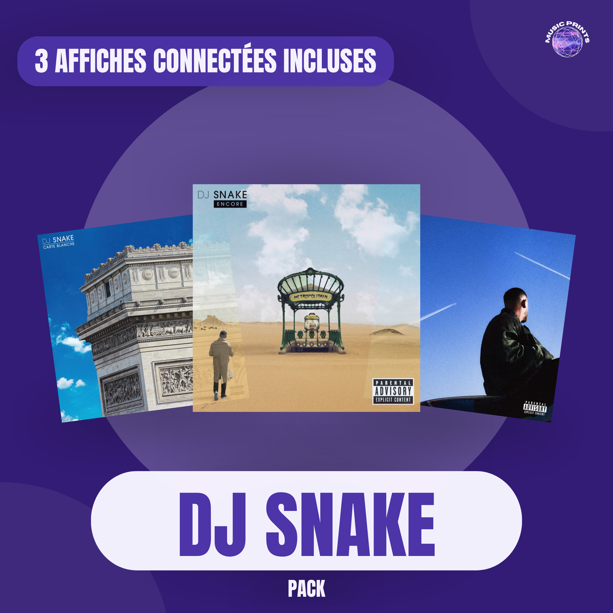 PACK DJ Snake - 3 affiches connectées Music prints poster connecté