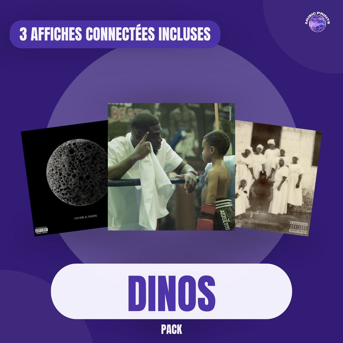 PACK Dinos - 3 affiches connectées Music prints poster connecté