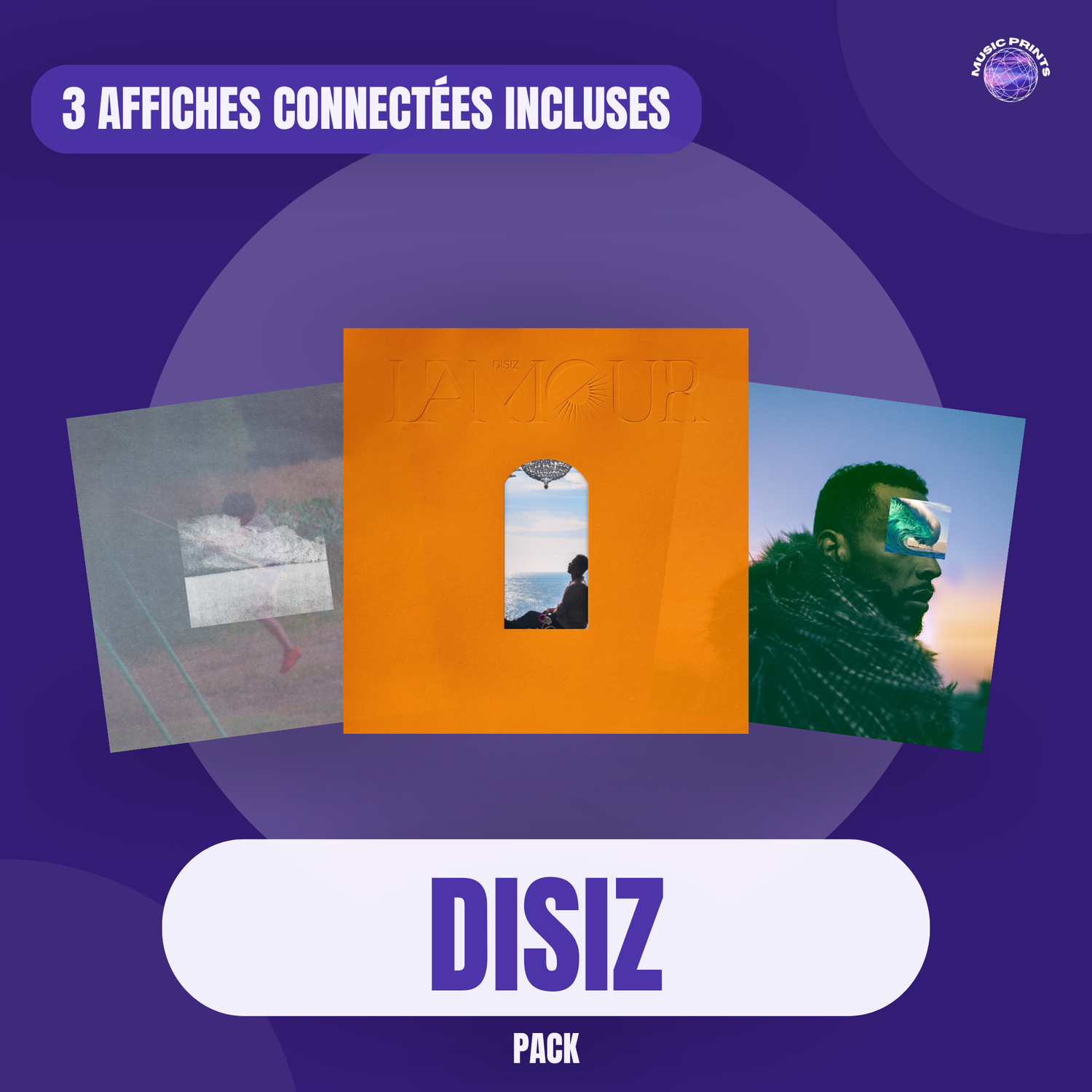 PACK Disiz - 3 affiches connectées Music prints poster connecté
