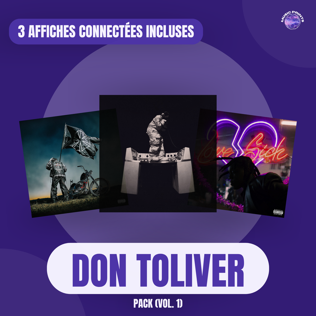 PACK Don Toliver Vol. 1 - 3 affiches connectées Music prints poster connecté