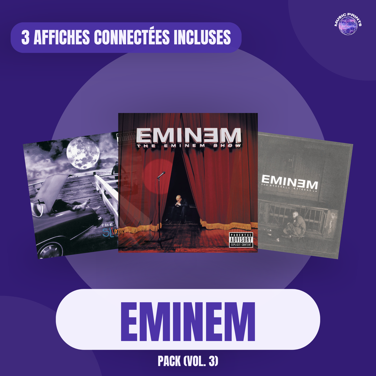 PACK Eminem Vol. 3 - 3 affiches connectées Music prints poster connecté