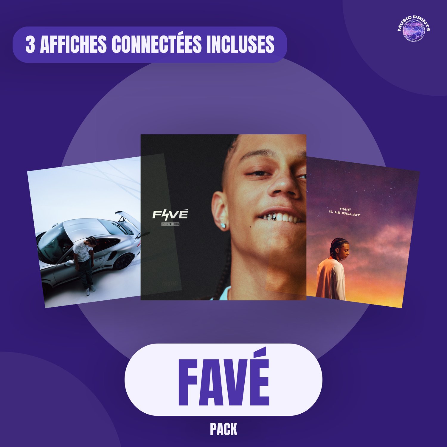 PACK Favé - 3 affiches connectées Music prints poster connecté
