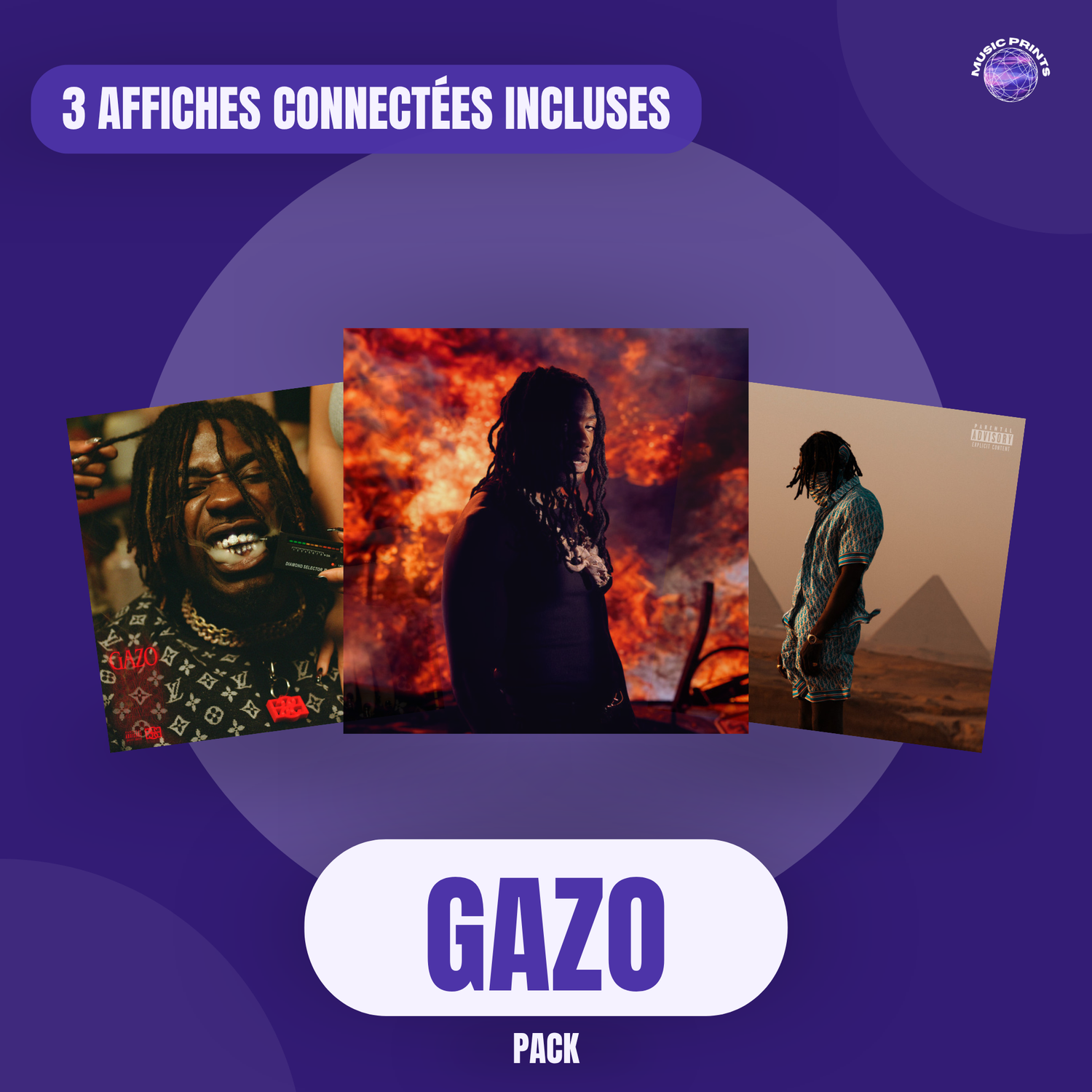 PACK Gazo - 3 affiches connectées Music prints poster connecté
