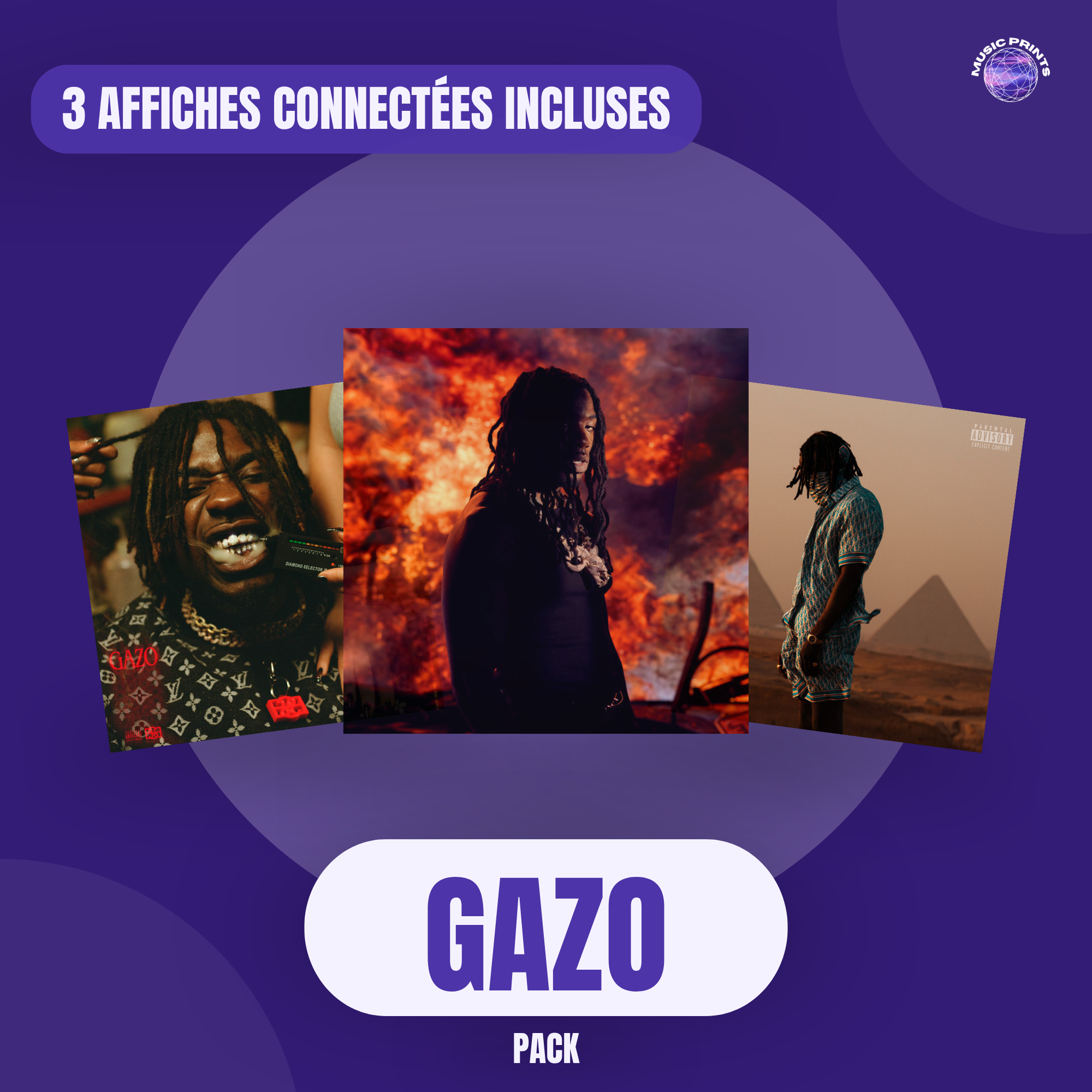 PACK Gazo - 3 affiches connectées Music prints poster connecté