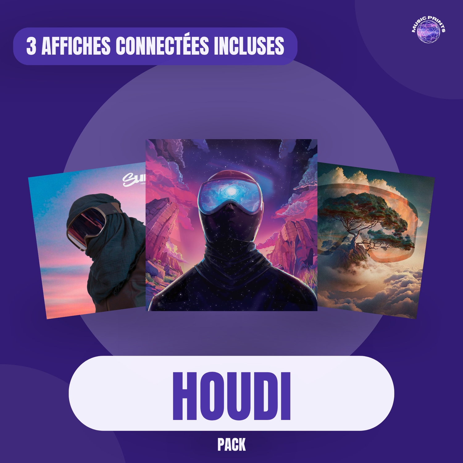 PACK HOUDI - 3 affiches connectées Music prints poster connecté