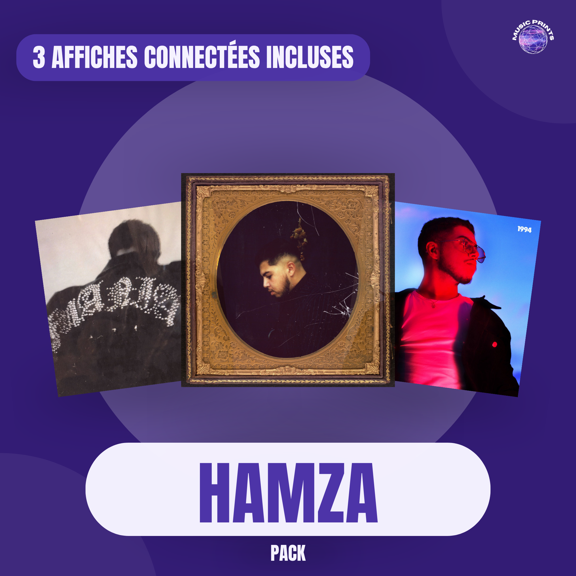 PACK Hamza - 3 affiches connectées Music prints poster connecté
