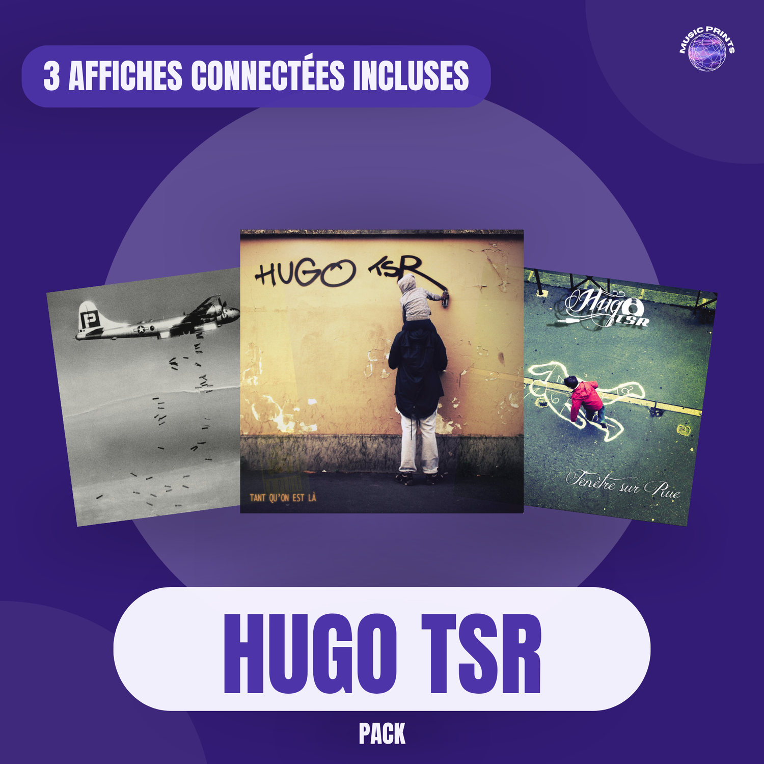PACK Hugo TSR - 3 affiches connectées Music prints poster connecté