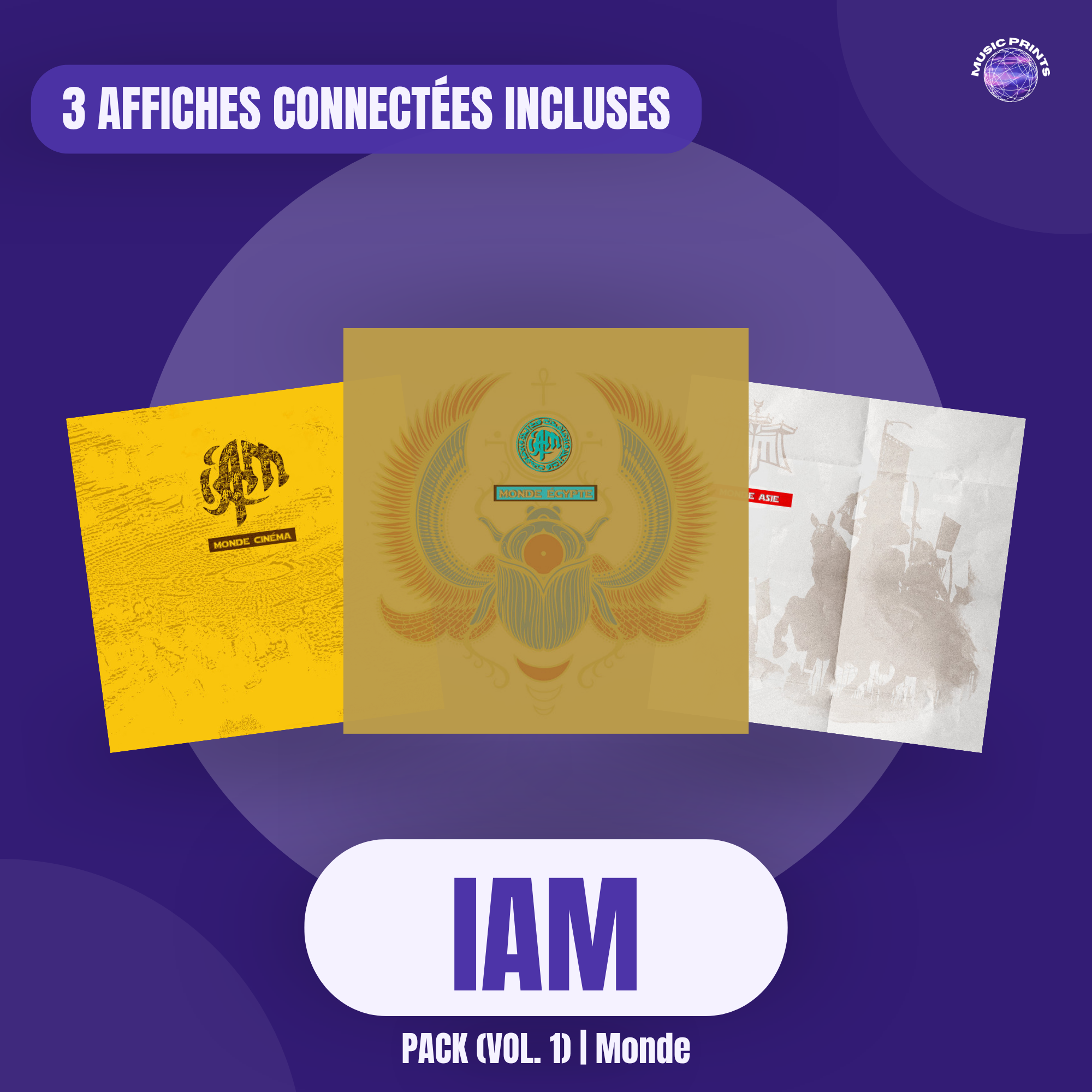 PACK IAM Vol. 1 Monde - 3 affiches connectées Music prints poster connecté