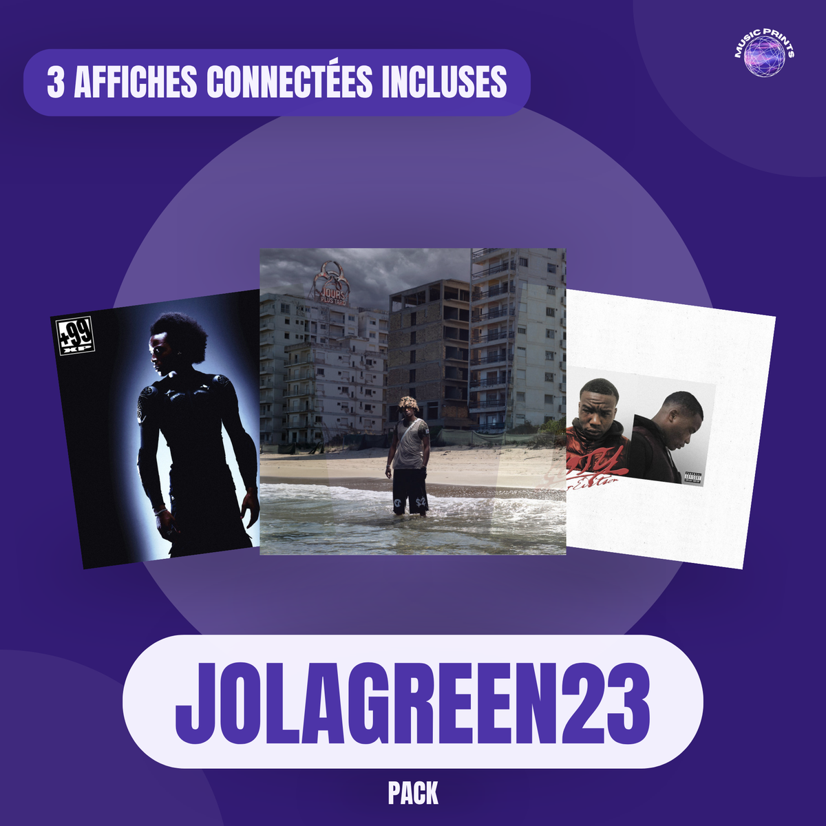 PACK Jolagreen23 - 3 affiches connectées Music prints poster connecté