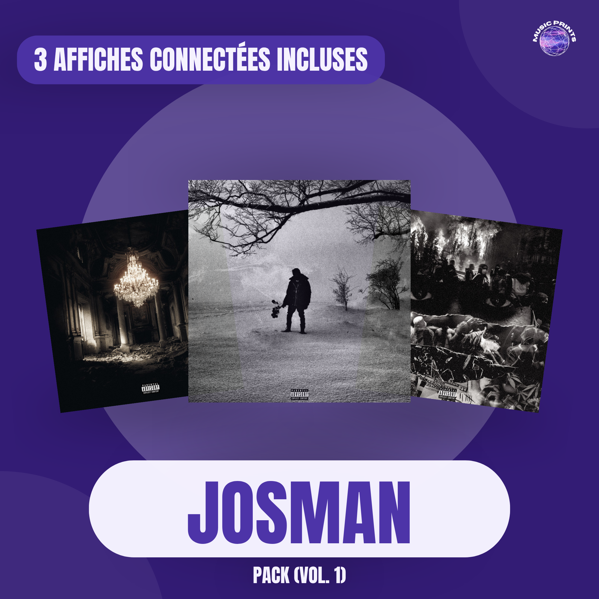PACK Josman Vol. 1 - 3 affiches connectées Music prints poster connecté