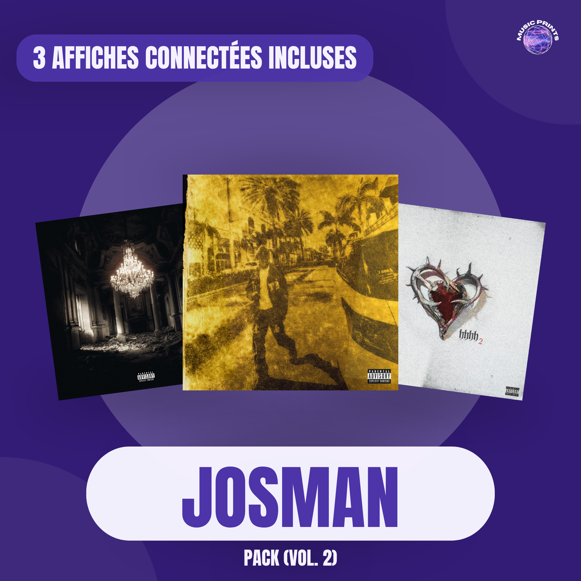 PACK Josman Vol. 2 - 3 affiches connectées Music prints poster connecté