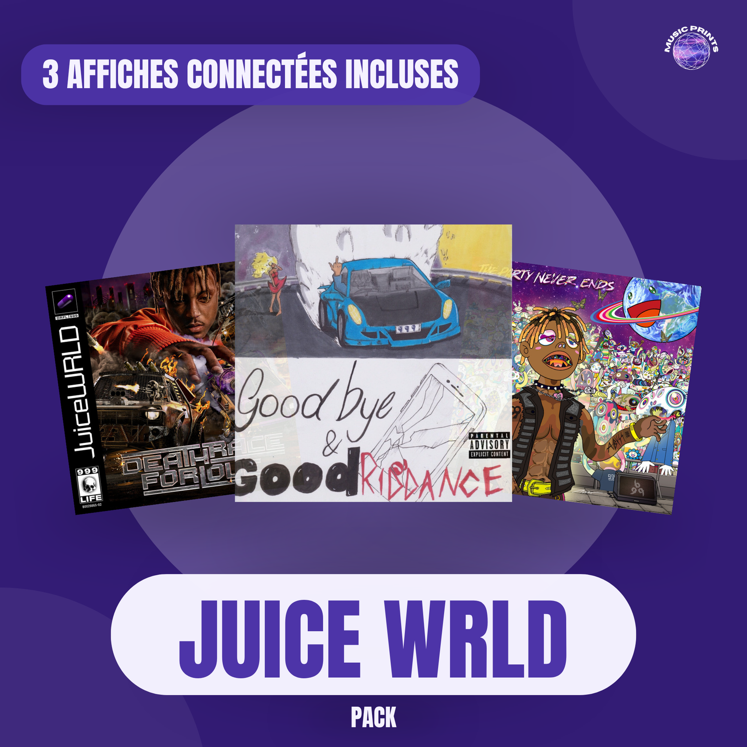 PACK Juice WRLD - 3 affiches connectées Music prints poster connecté