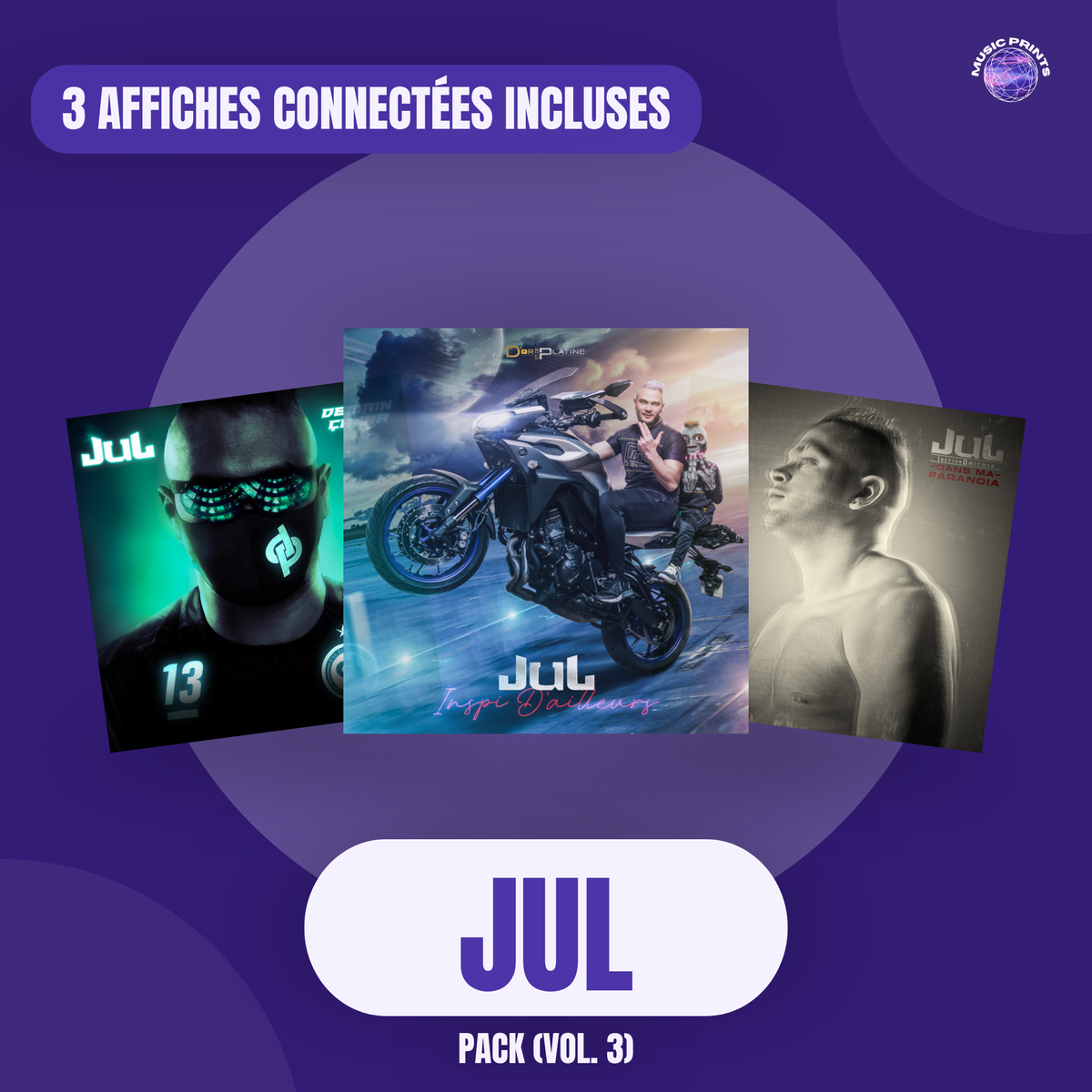 PACK Jul Vol. 3 - 3 affiches connectées Music prints poster connecté