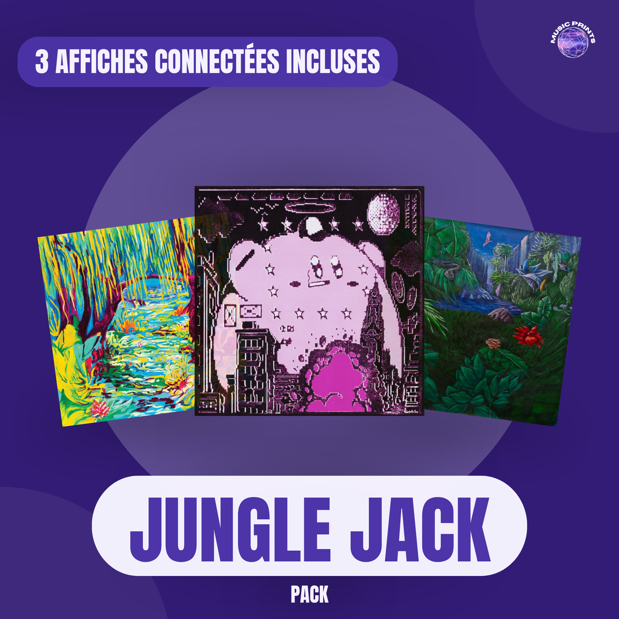 PACK Jungle Jack - 3 affiches connectées Music prints poster connecté