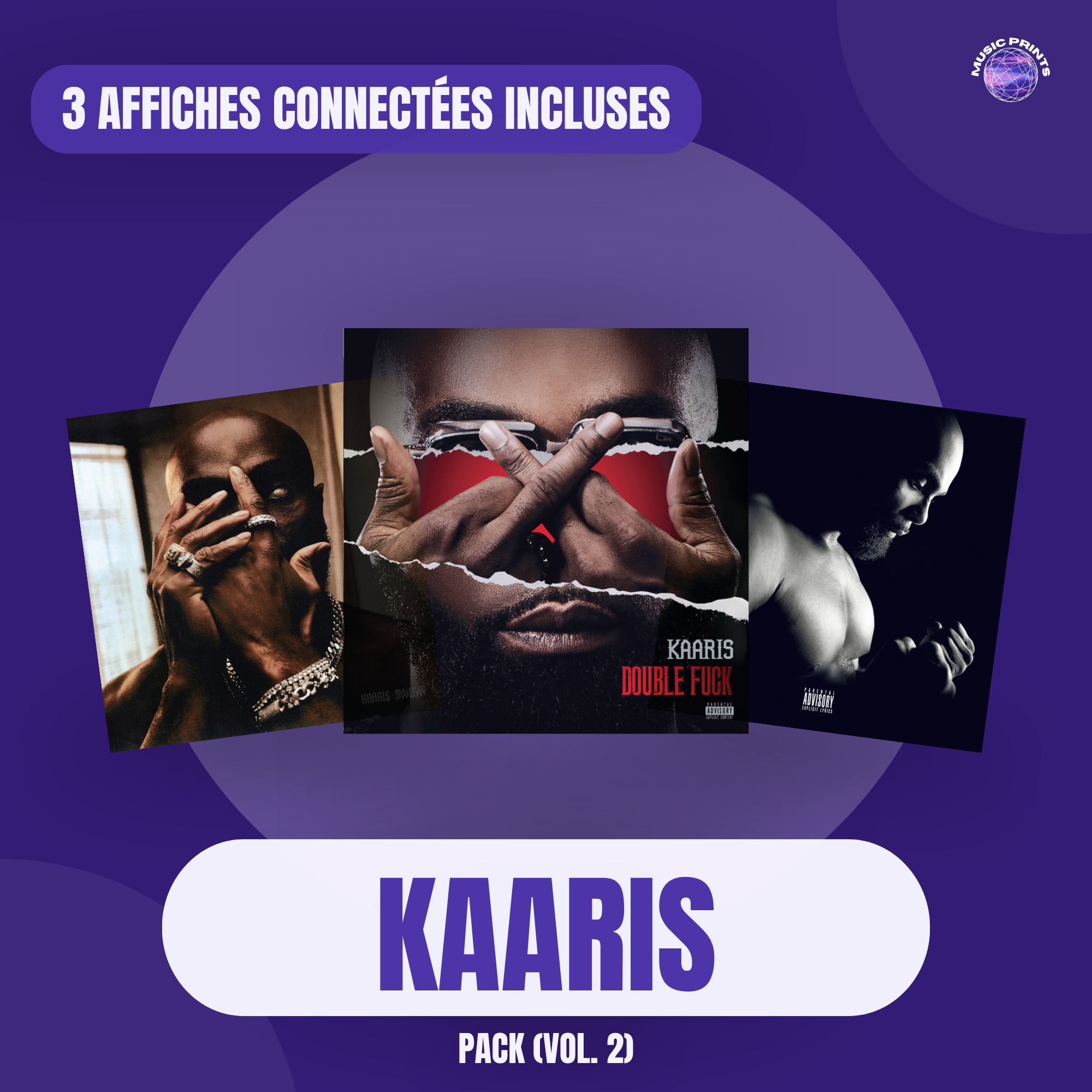 PACK Kaaris Vol. 2 - 3 affiches connectées Music prints poster connecté