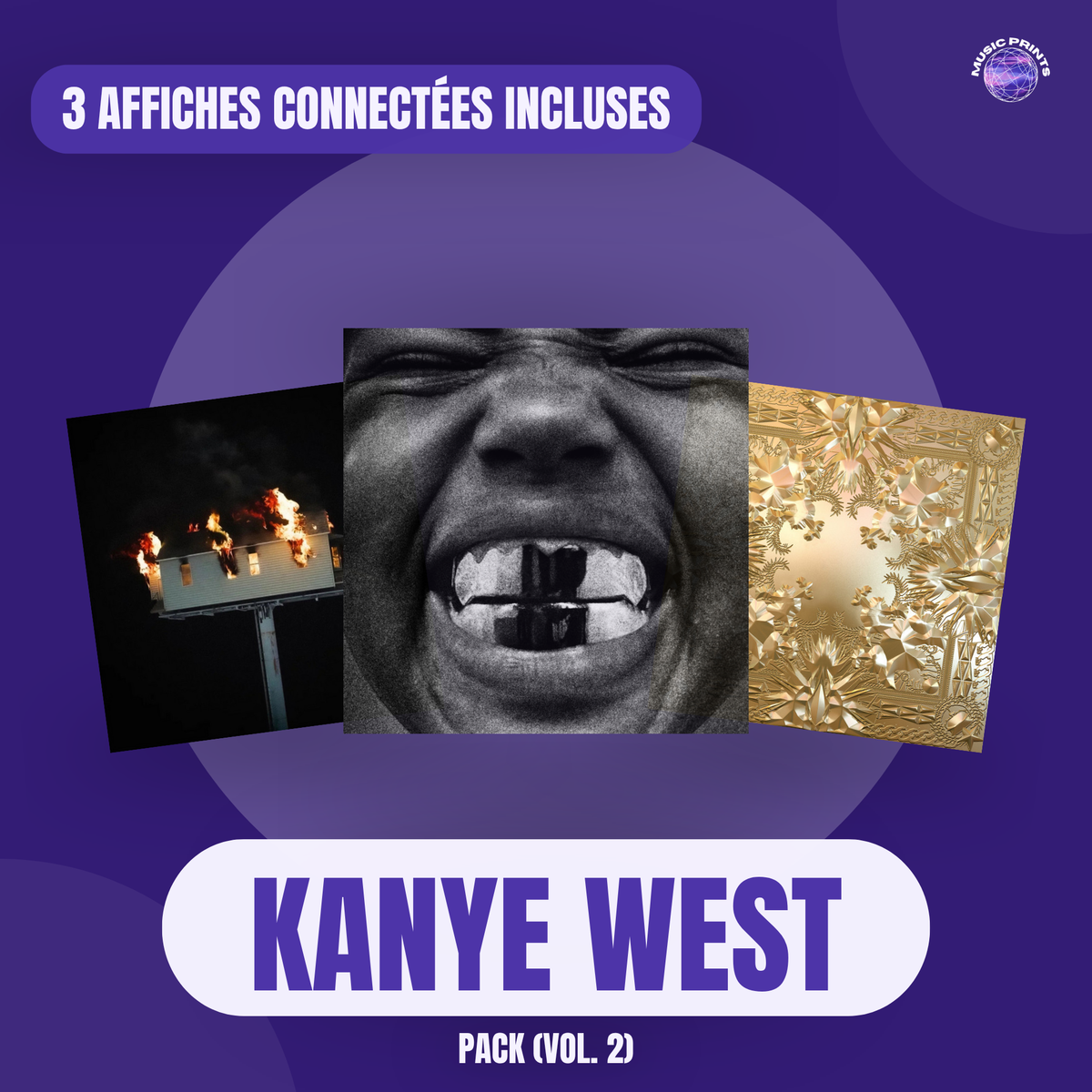 PACK Kanye West Vol. 2 - 3 affiches connectées Music prints poster connecté