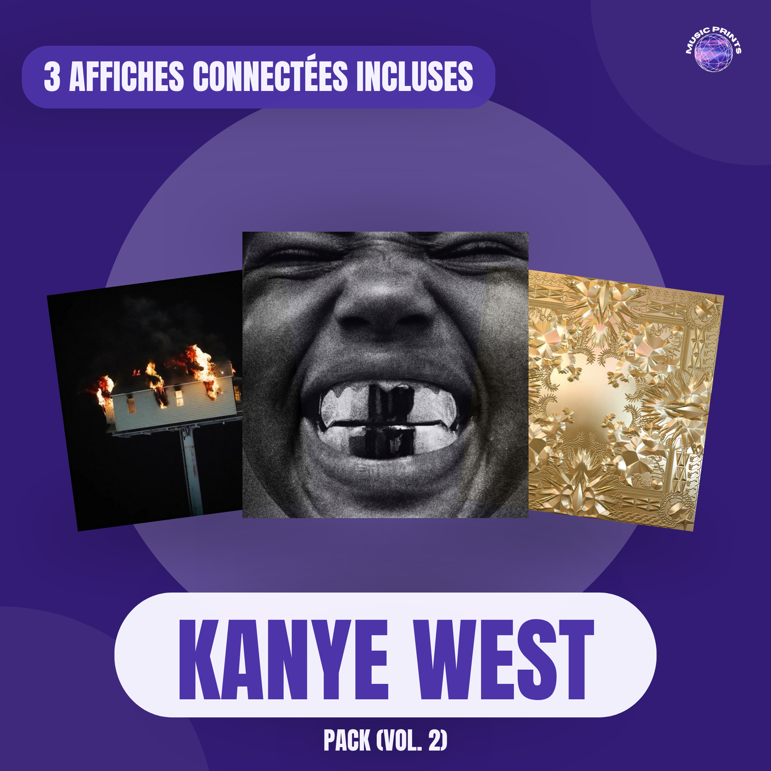 PACK Kanye West Vol. 2 - 3 affiches connectées Music prints poster connecté