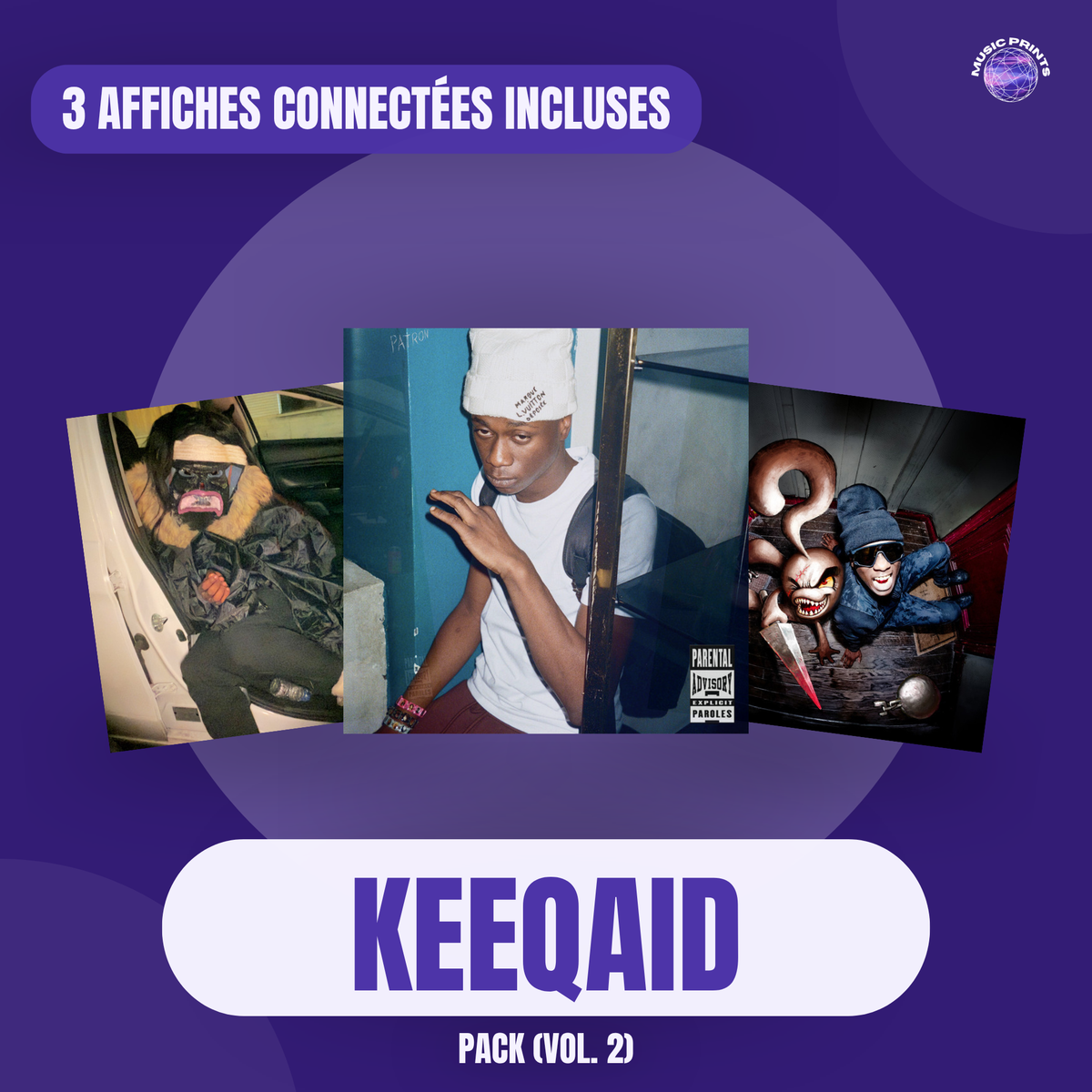 PACK Keeqaid Vol. 2 - 3 affiches connectées Music prints poster connecté