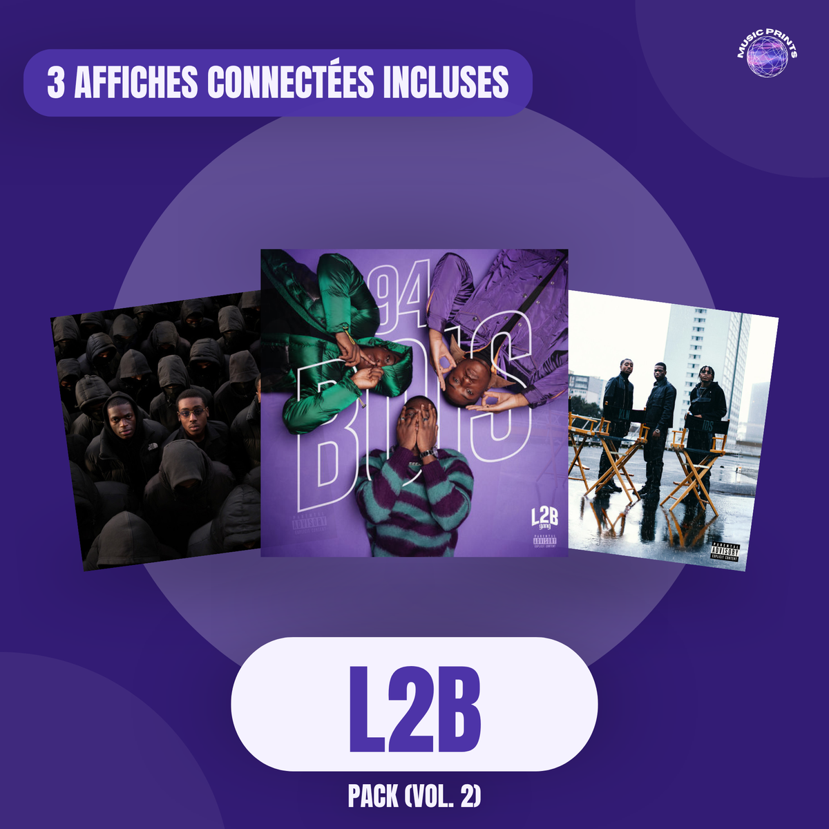 PACK L2B Vol. 2 - 3 affiches connectées Music prints poster connecté