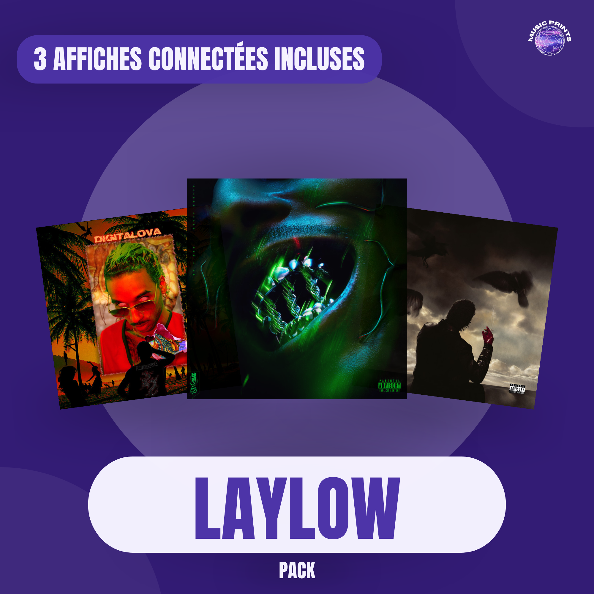 PACK Laylow - 3 affiches connectées Music prints poster connecté