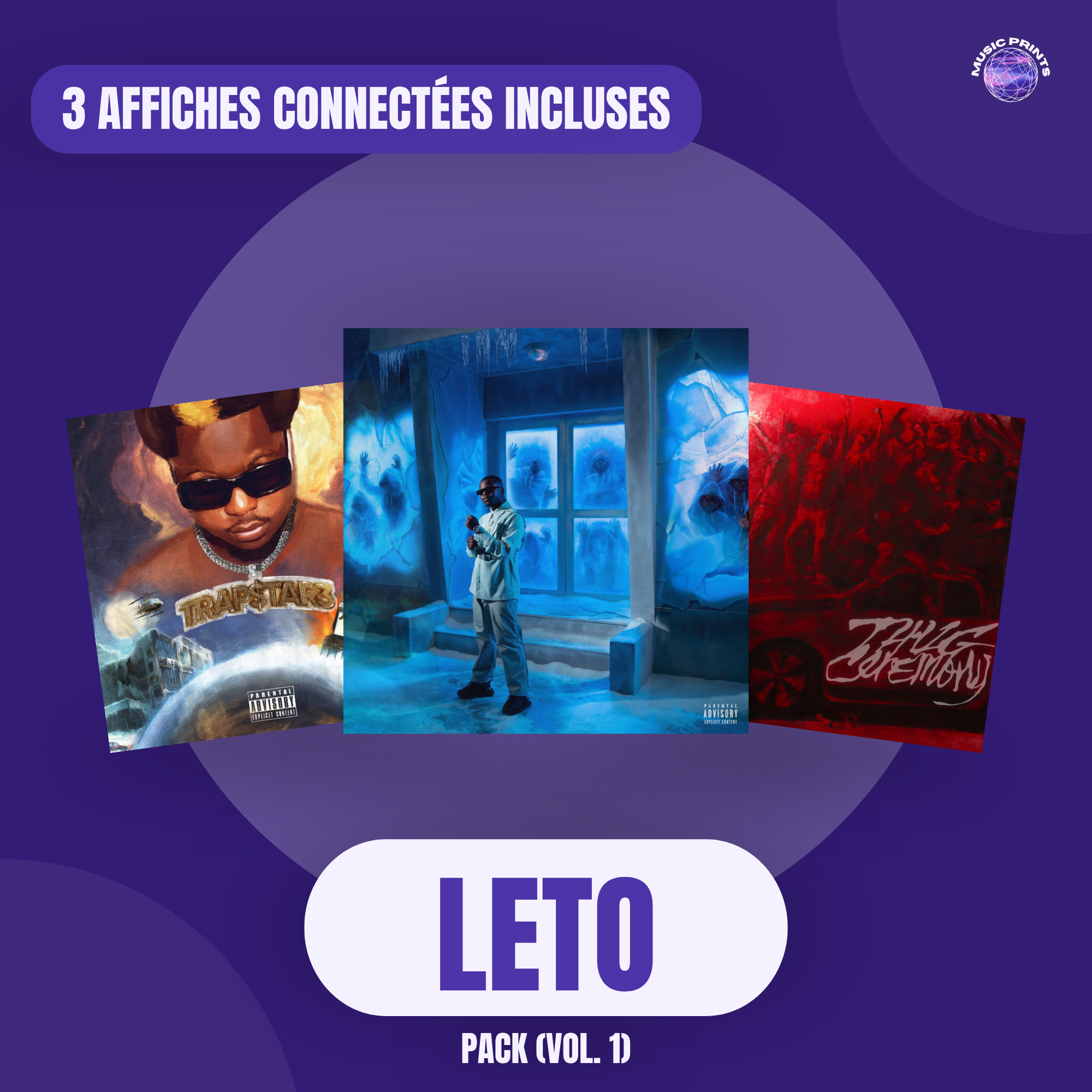 PACK Leto Vol. 1 - 3 affiches connectées Music prints poster connecté