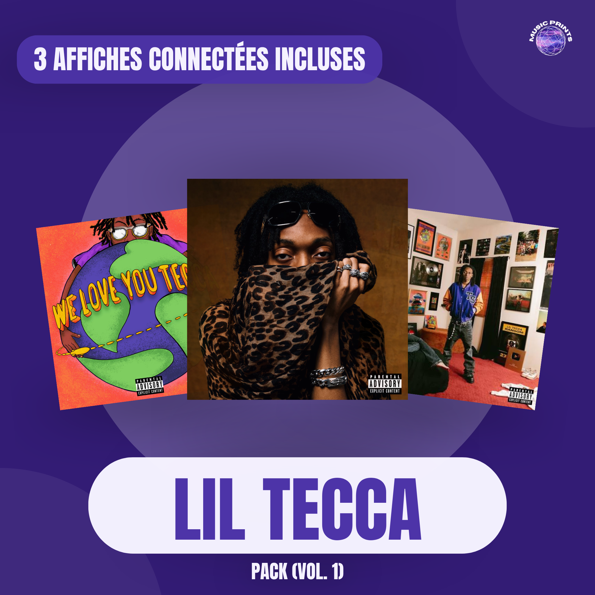 PACK Lil Tecca Vol. 1 - 3 affiches connectées Music prints poster connecté