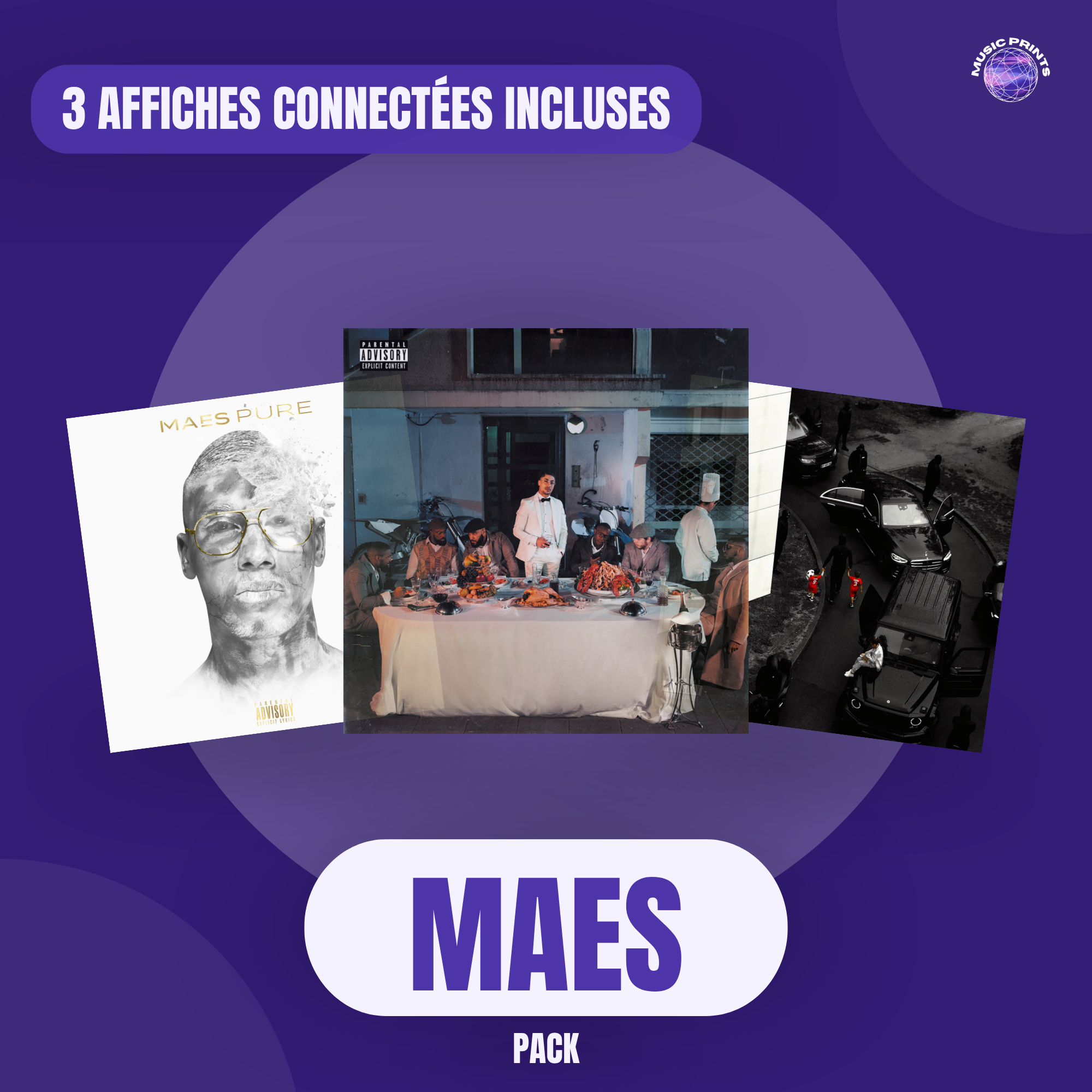 PACK Maes - 3 affiches connectées Music prints poster connecté