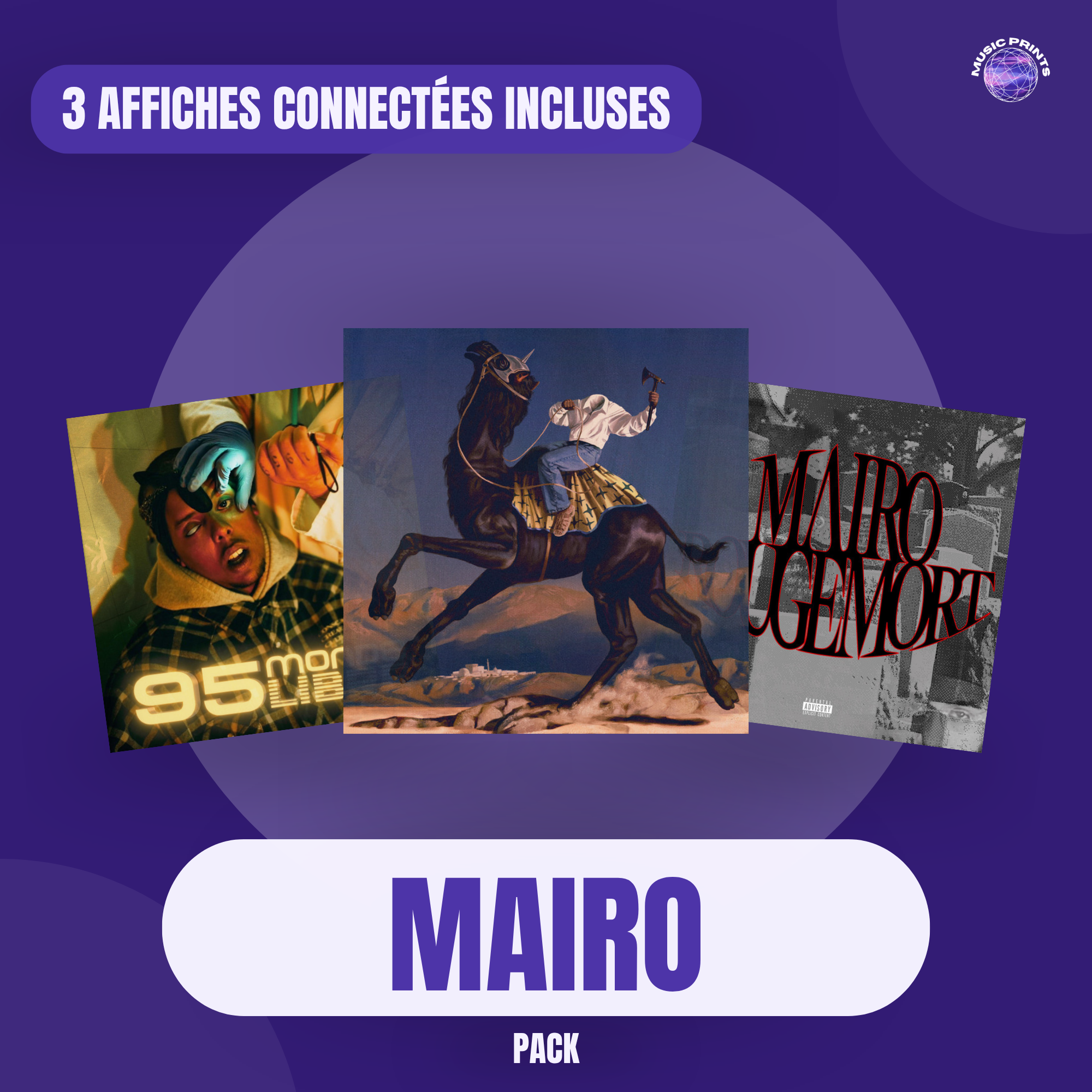 PACK Mairo - 3 affiches connectées Music prints poster connecté