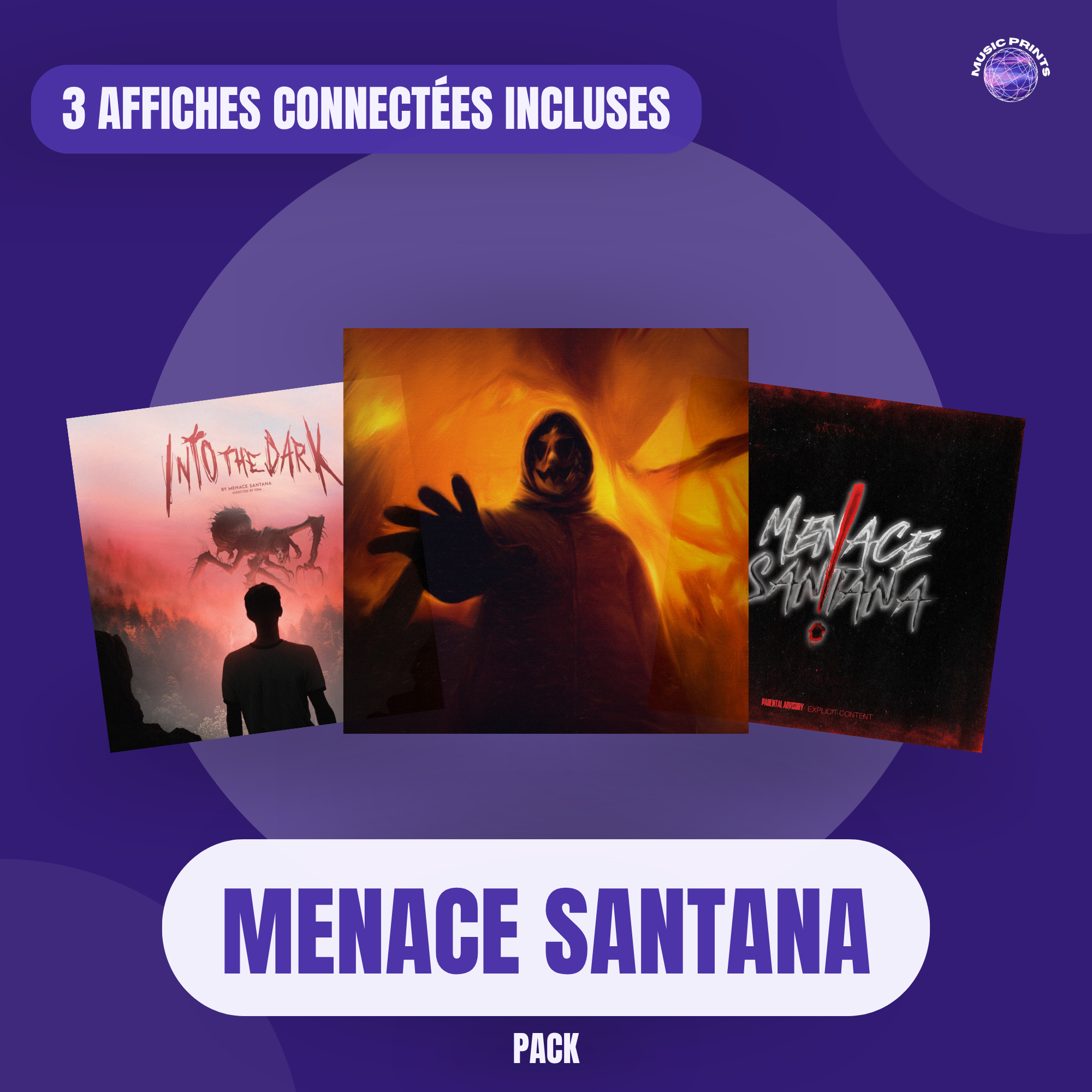 PACK Menace Santana - 3 affiches connectées Music prints poster connecté